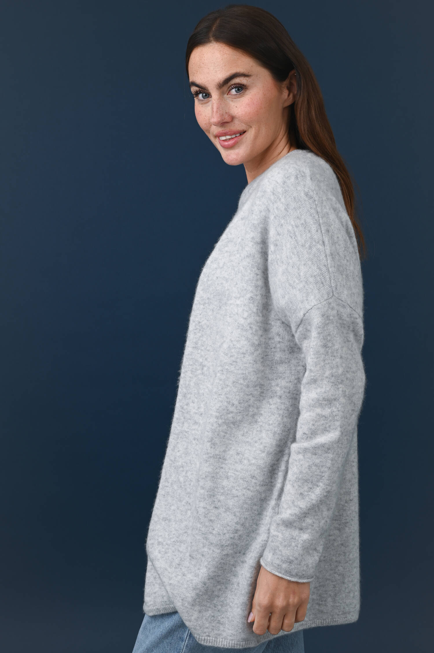 Cardigan aus Cashmeremix in Aluminiumgrau