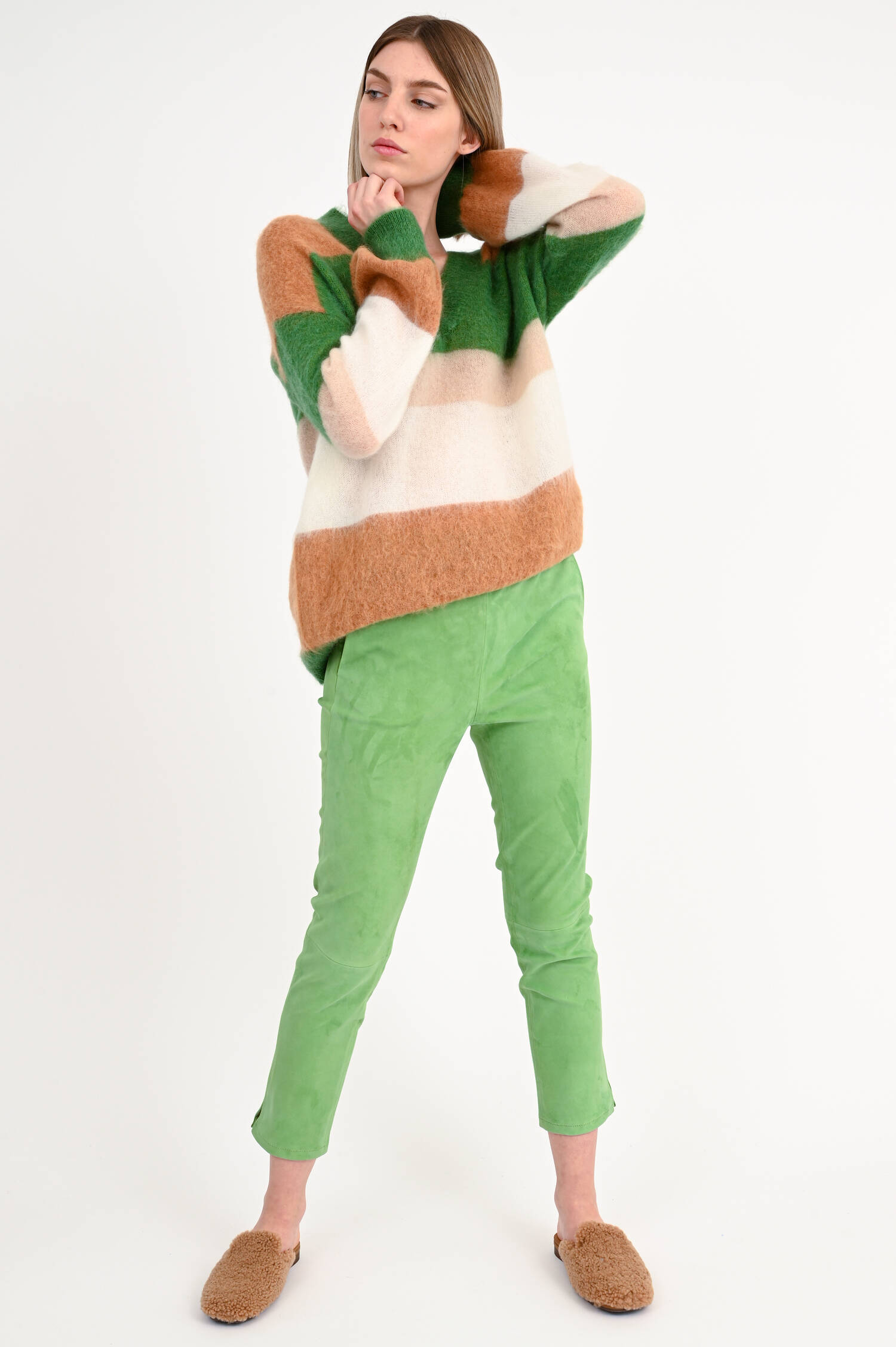 Velourslederhose PROVENCE STRETCH in Matcha