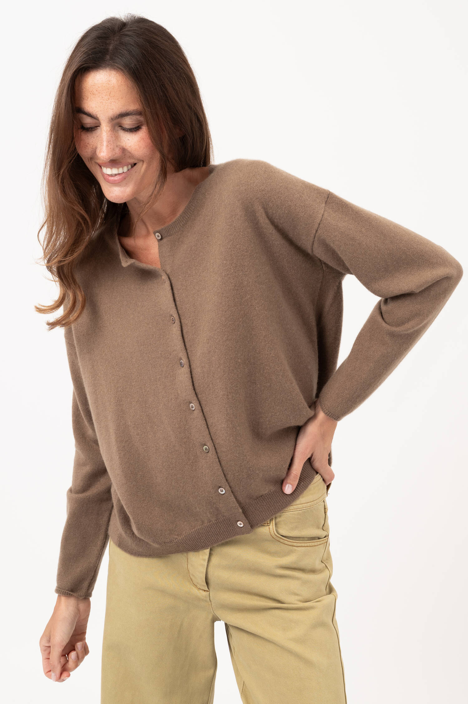 Cashmere-Cardigan in Braun
