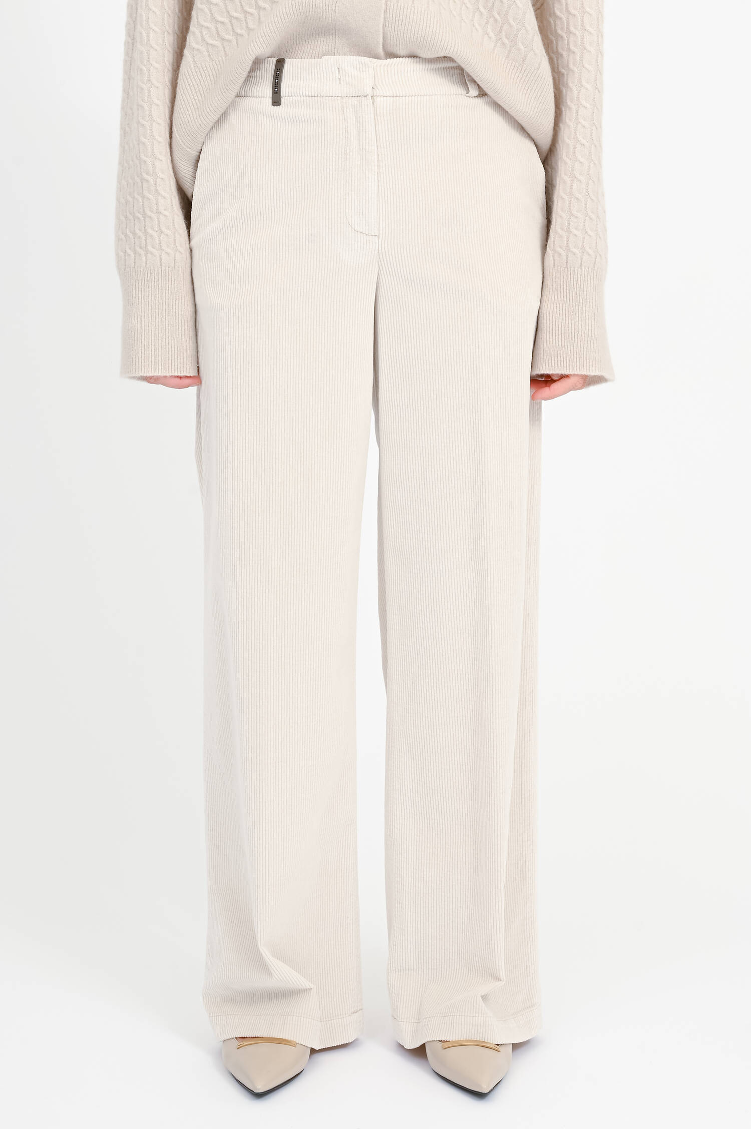 Straight-Leg-Pants aus Cord in Opal White