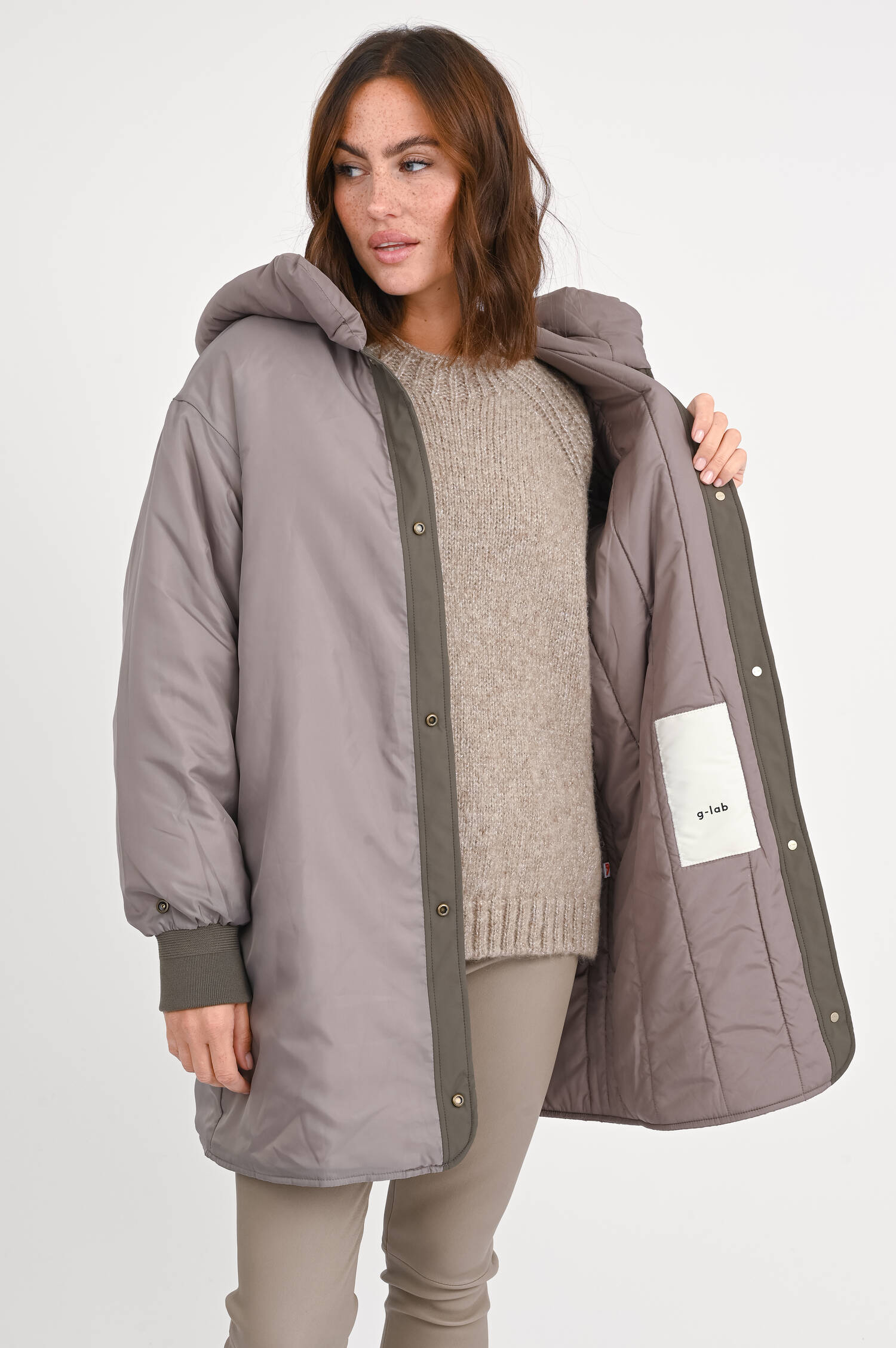 Mantel JOY mit zusätzlicher Wattierung in Khaki Mantel JOY mit zusätzlicher Wattierung in Khaki