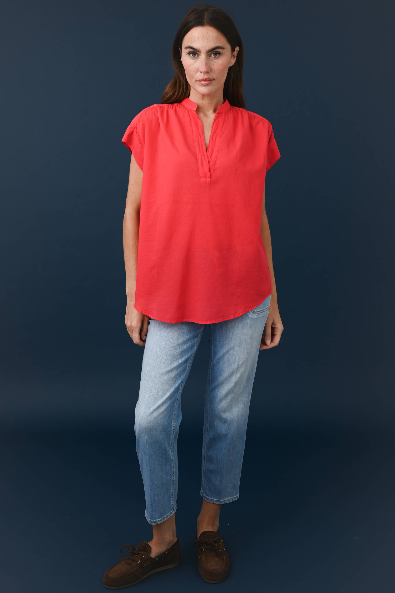 Luftige Kurzarm Schlupfbluse in Tomato Luftige Kurzarm Schlupfbluse in Tomato