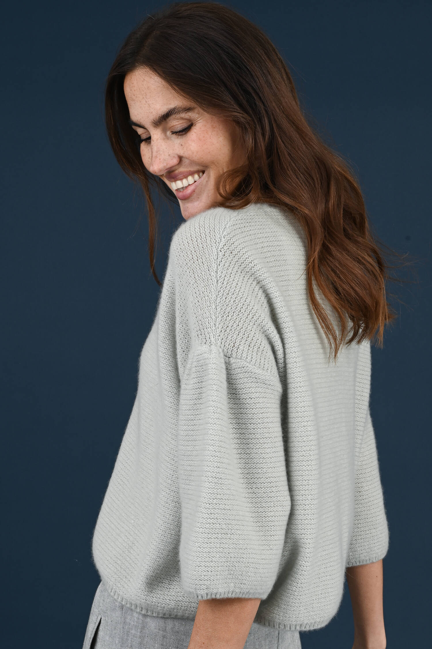 Baumwoll/Cashmere Strickweste in Salbei Baumwoll/Cashmere Strickweste in Salbei