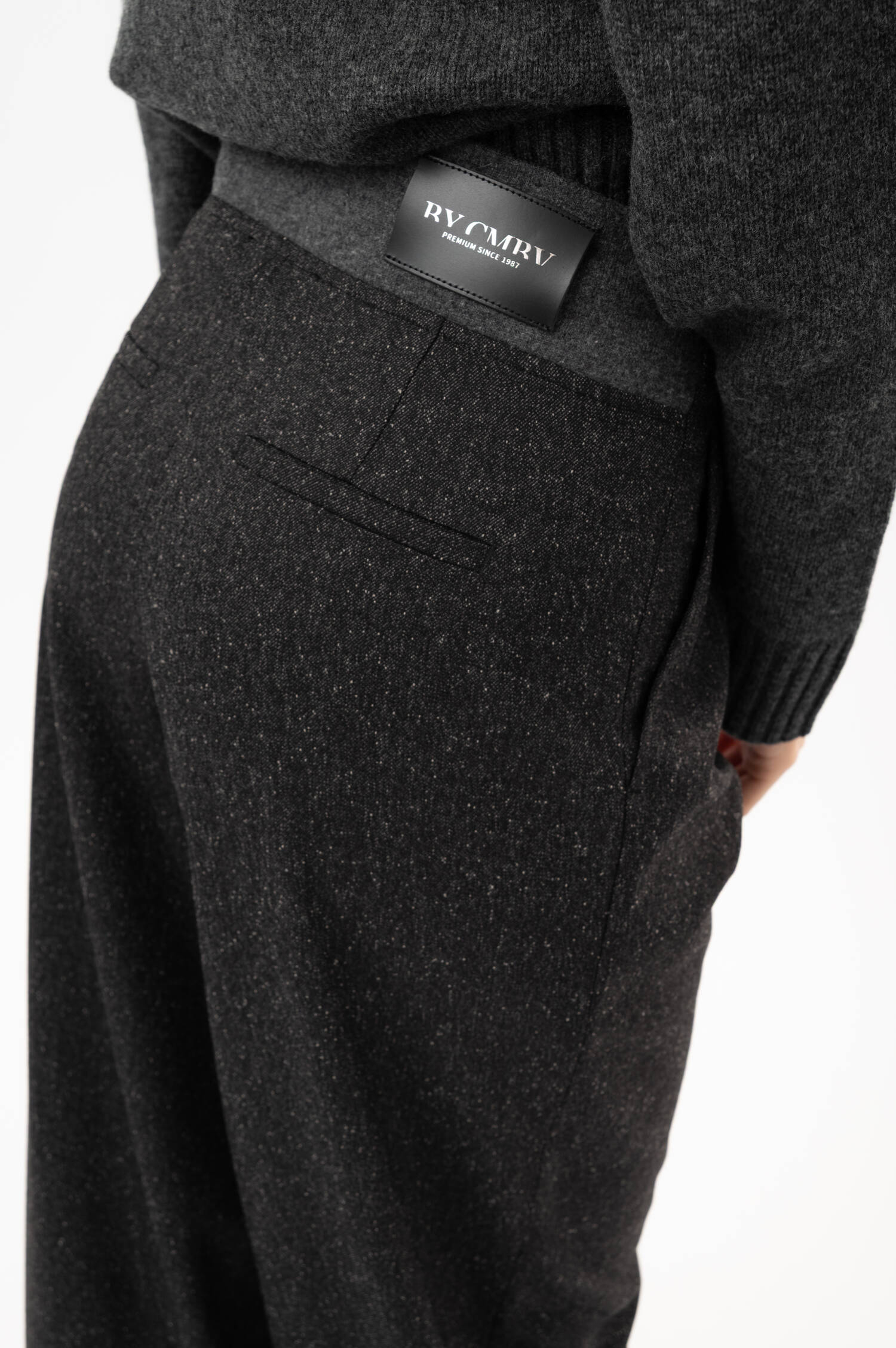 Tweed-Wide-Leg Bundfaltenhose ENOLA in Grau