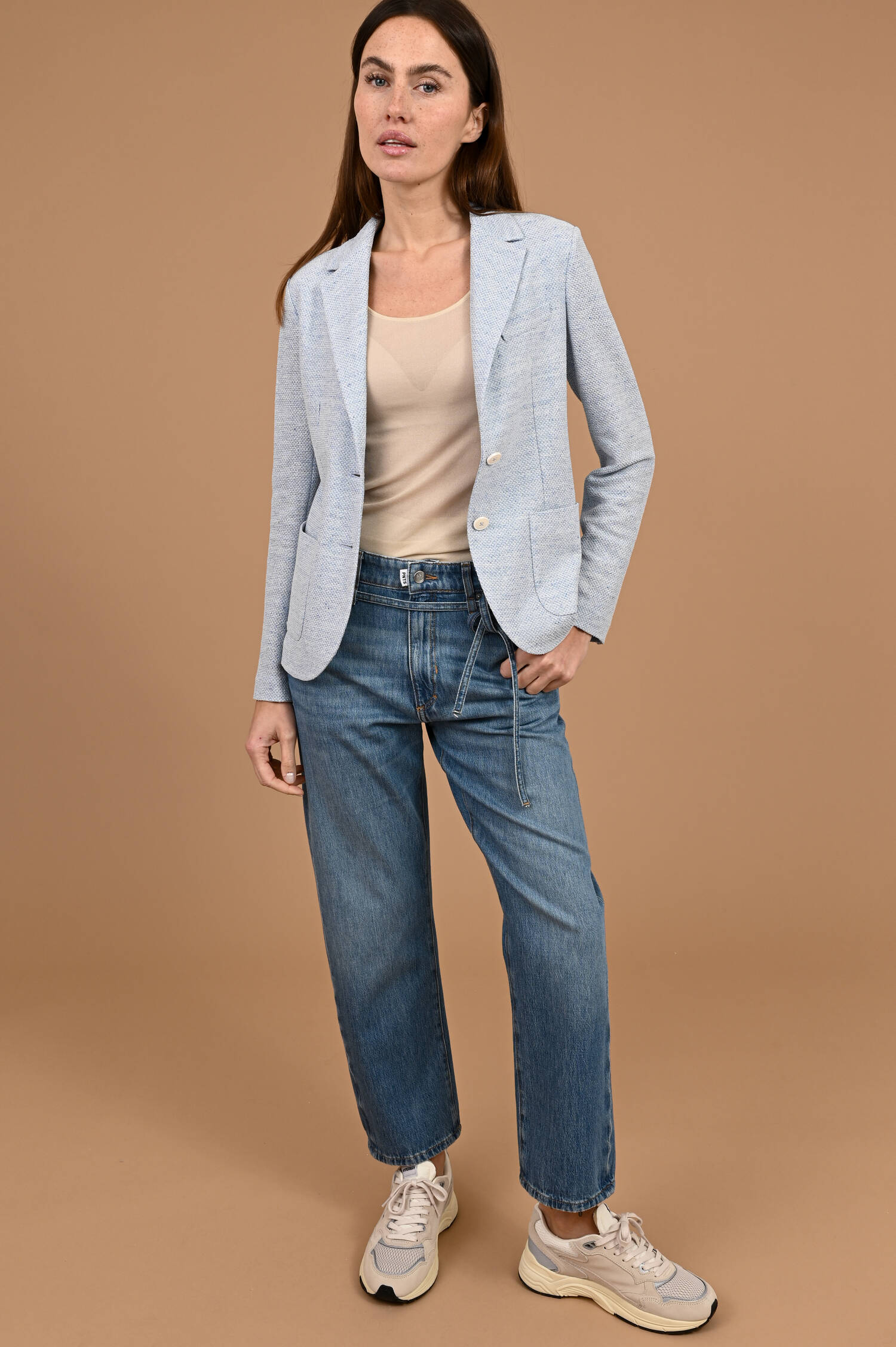 Leinenmix Blazer in Montereyhellblau