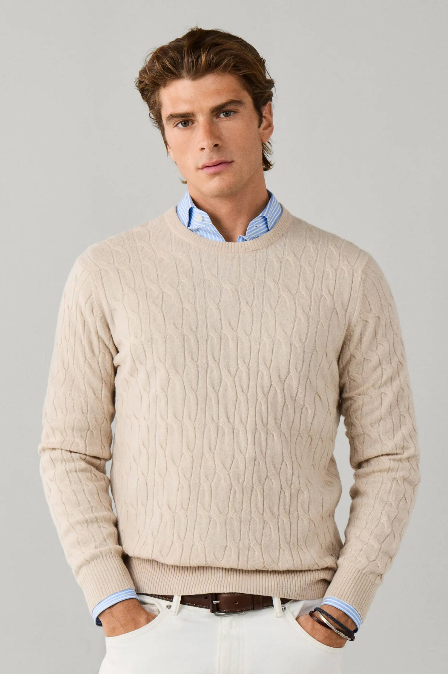Lammwoll-Pullover in Beige Lammwoll-Pullover in Beige
