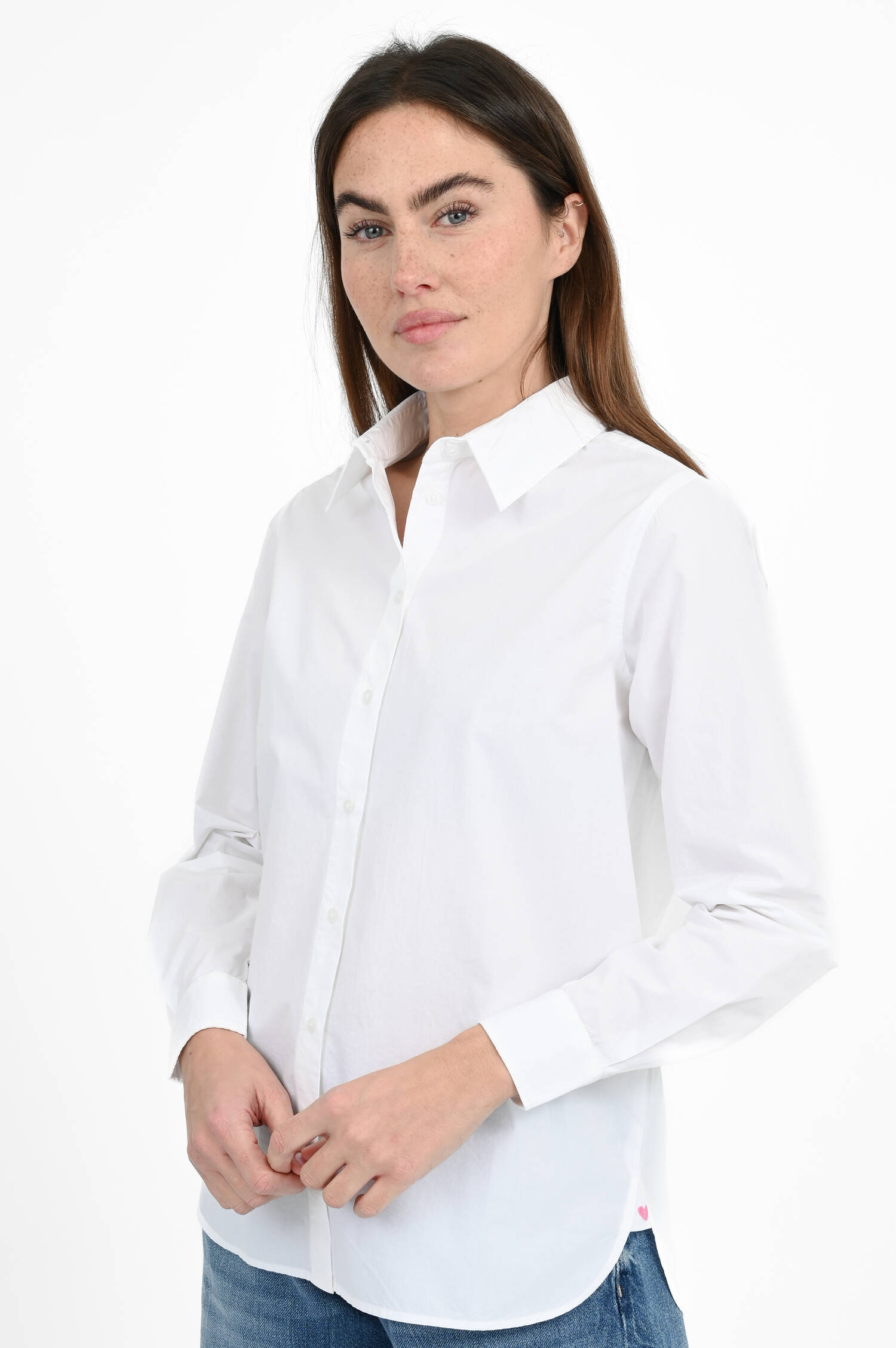 Baumwoll-Bluse mit Seitenschlitzen in Weiß Baumwoll-Bluse mit Seitenschlitzen in Weiß