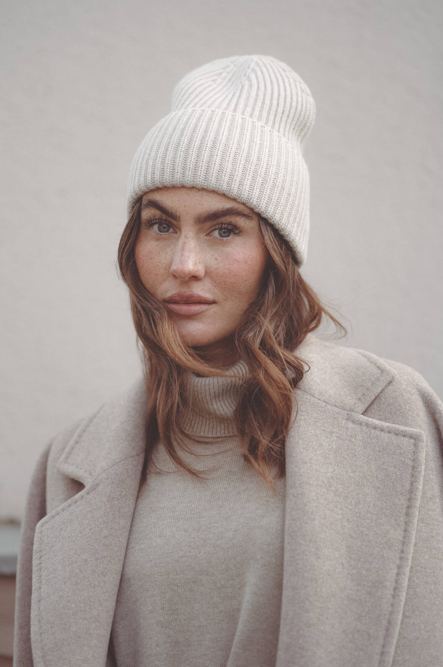 Mütze aus Cashmere in Sand