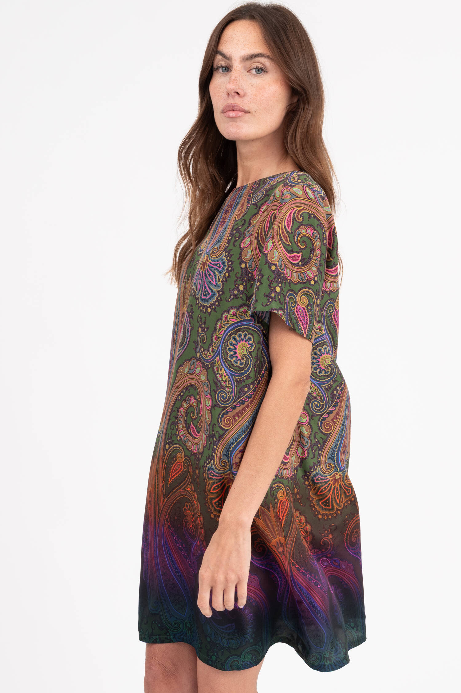 Seidenkleid mit Paisley Print in Multicolor Seidenkleid mit Paisley Print in Multicolor