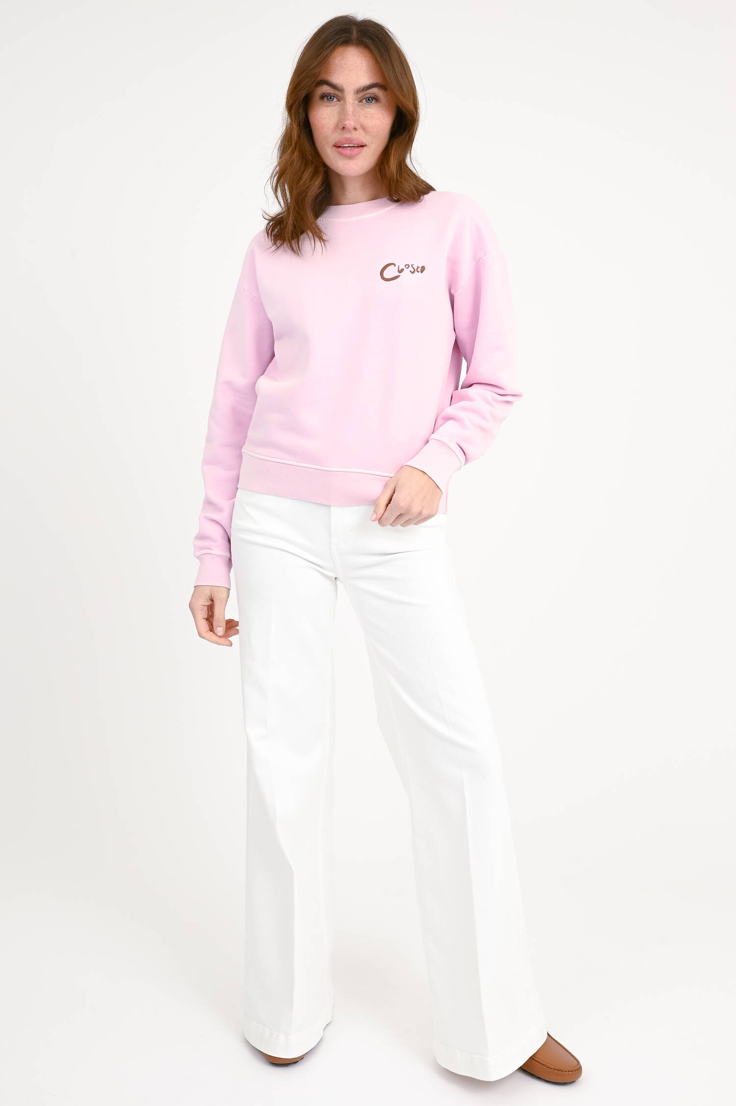 Sweatshirt mit XXL Back Stiching in Rosa