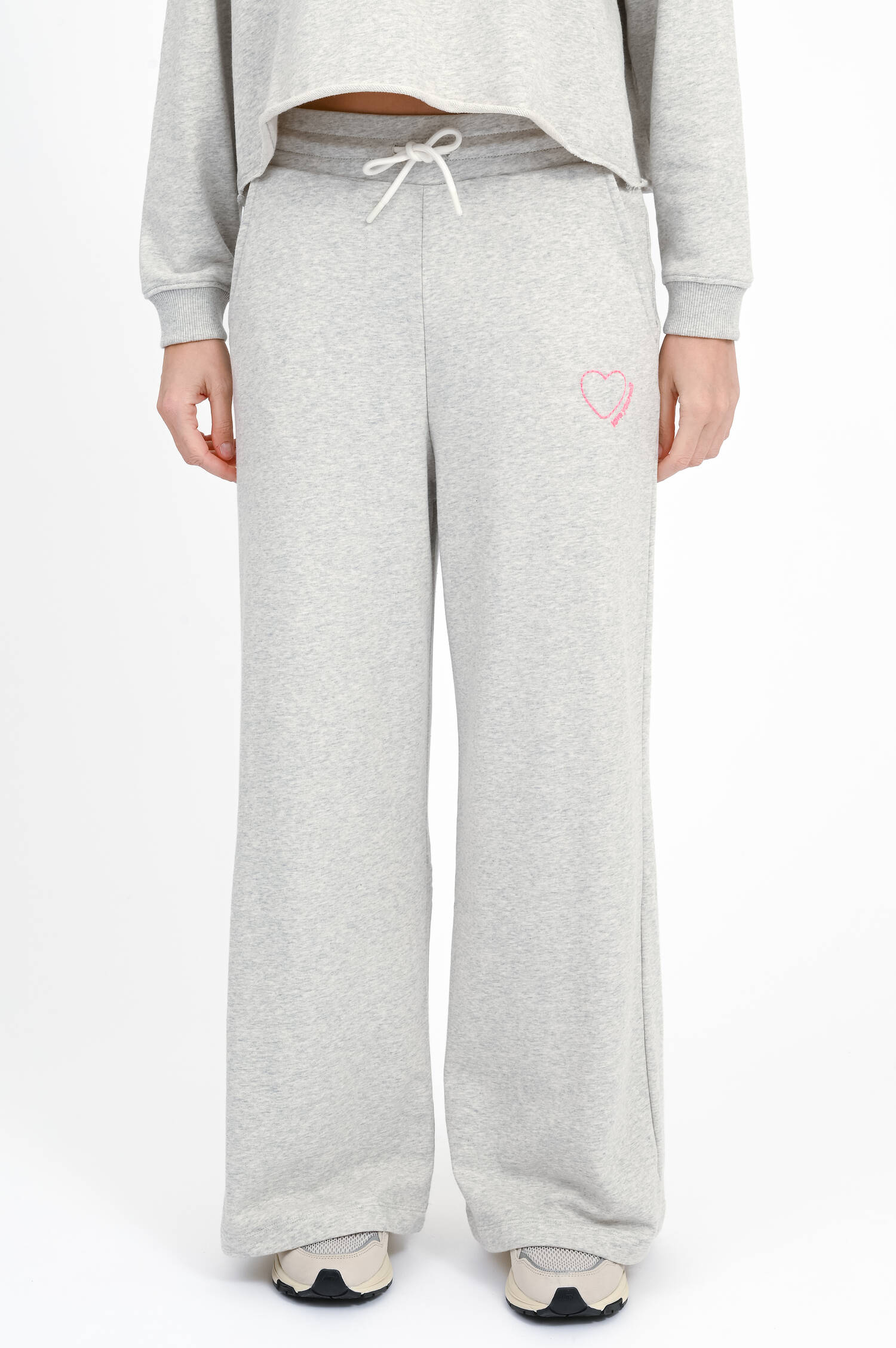 Loungewear-Pants mit Stickerei in Grau meliert Loungewear-Pants mit Stickerei in Grau meliert