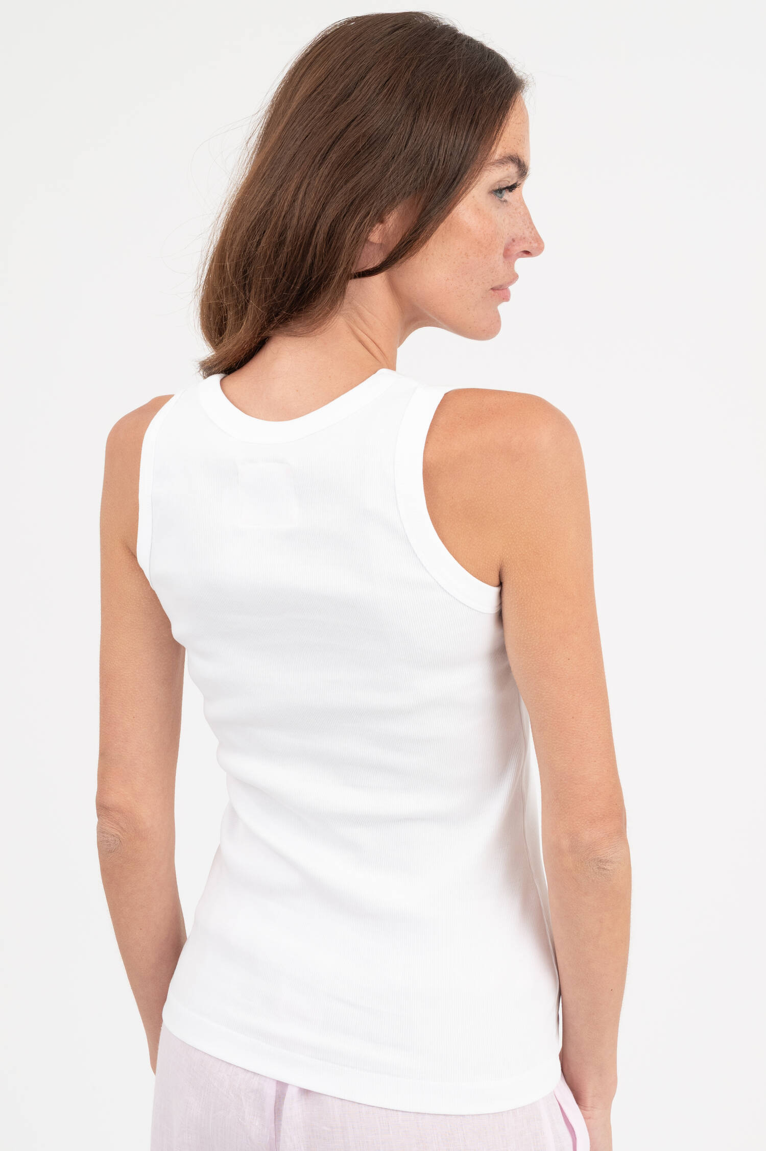 Tanktop mit Herz-Stickerei in Weiß