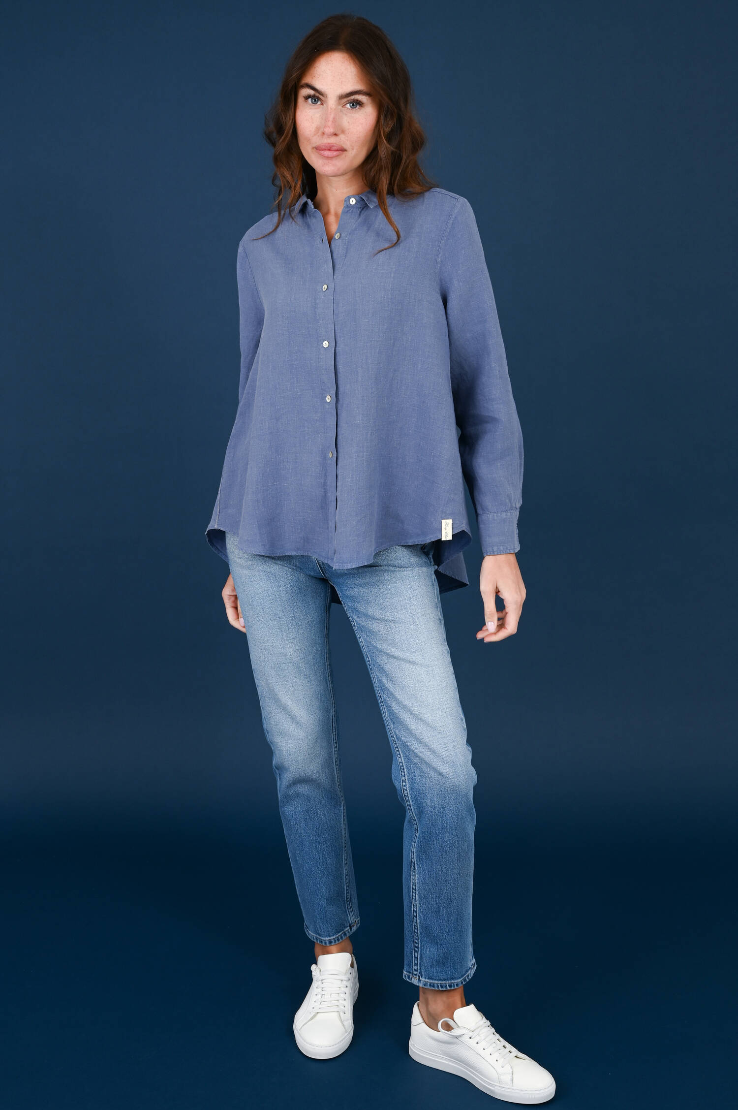 Leinenbluse in Surfblue