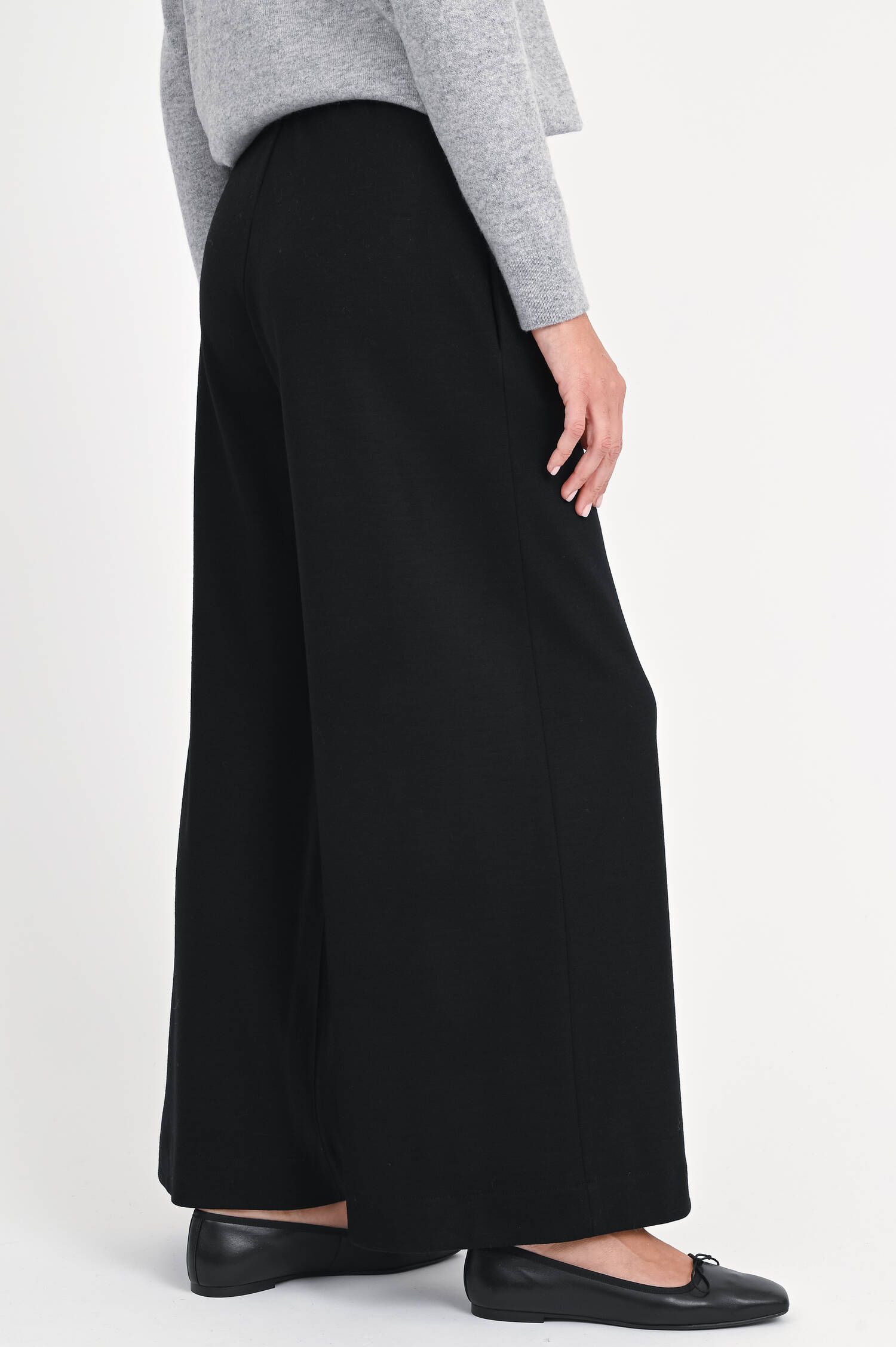 Cropped-Wollhose in Schwarz