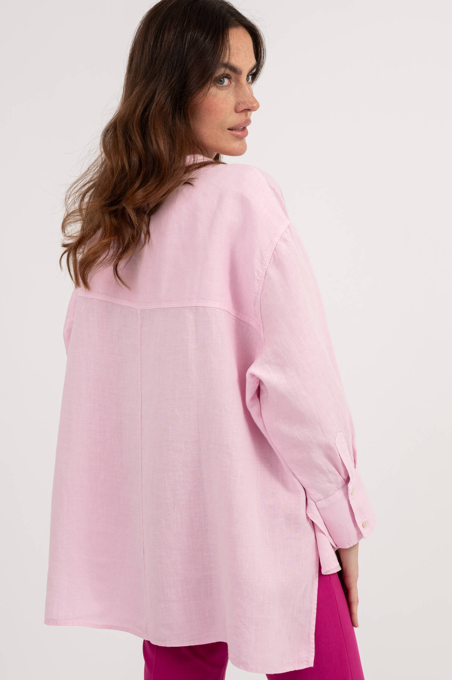Leinen Hemdbluse in Rosa Leinen Hemdbluse in Rosa