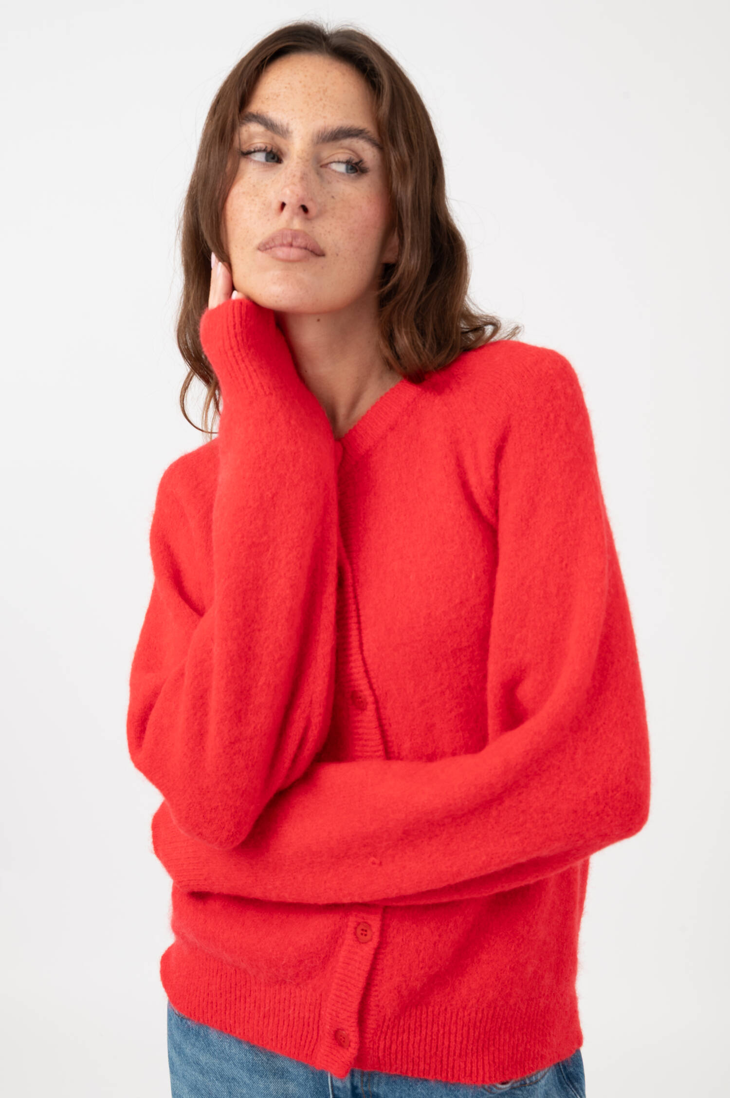 Alapaka-Mix Cardigan in Rot