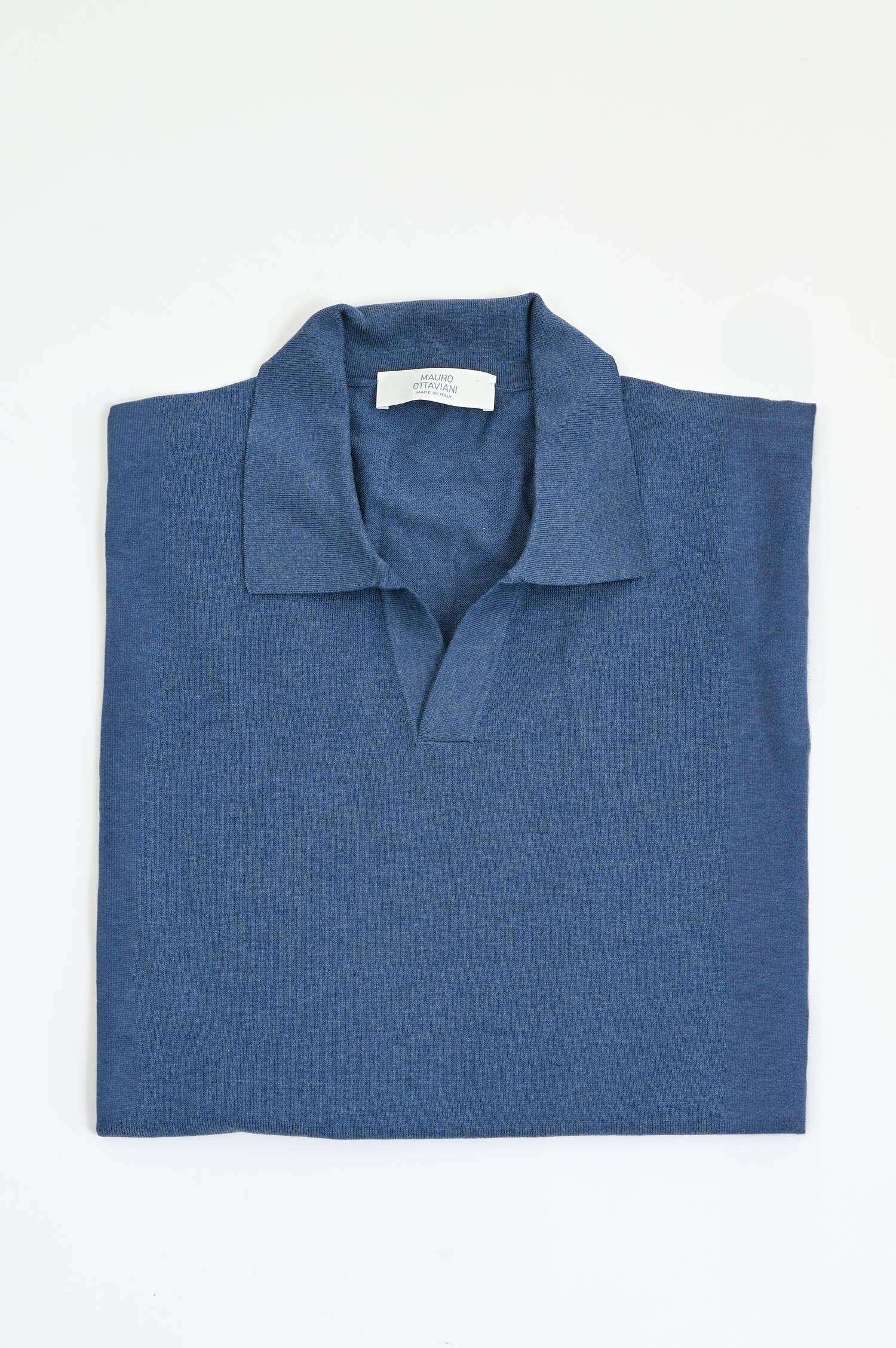 Seiden-Mix Polo-Shirt in Jeansblau