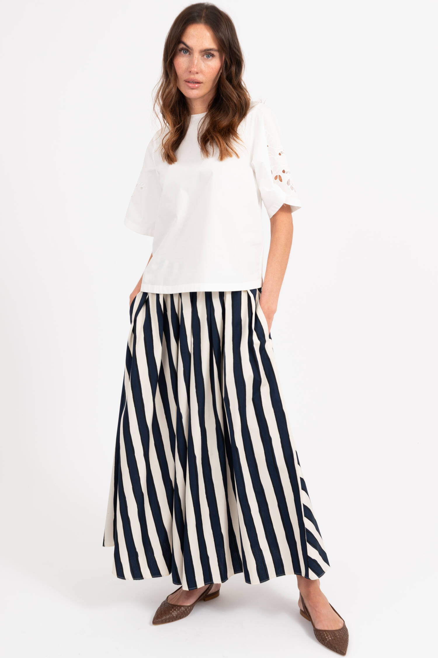 T-Shirt TARGA mit Broderie in Weiß