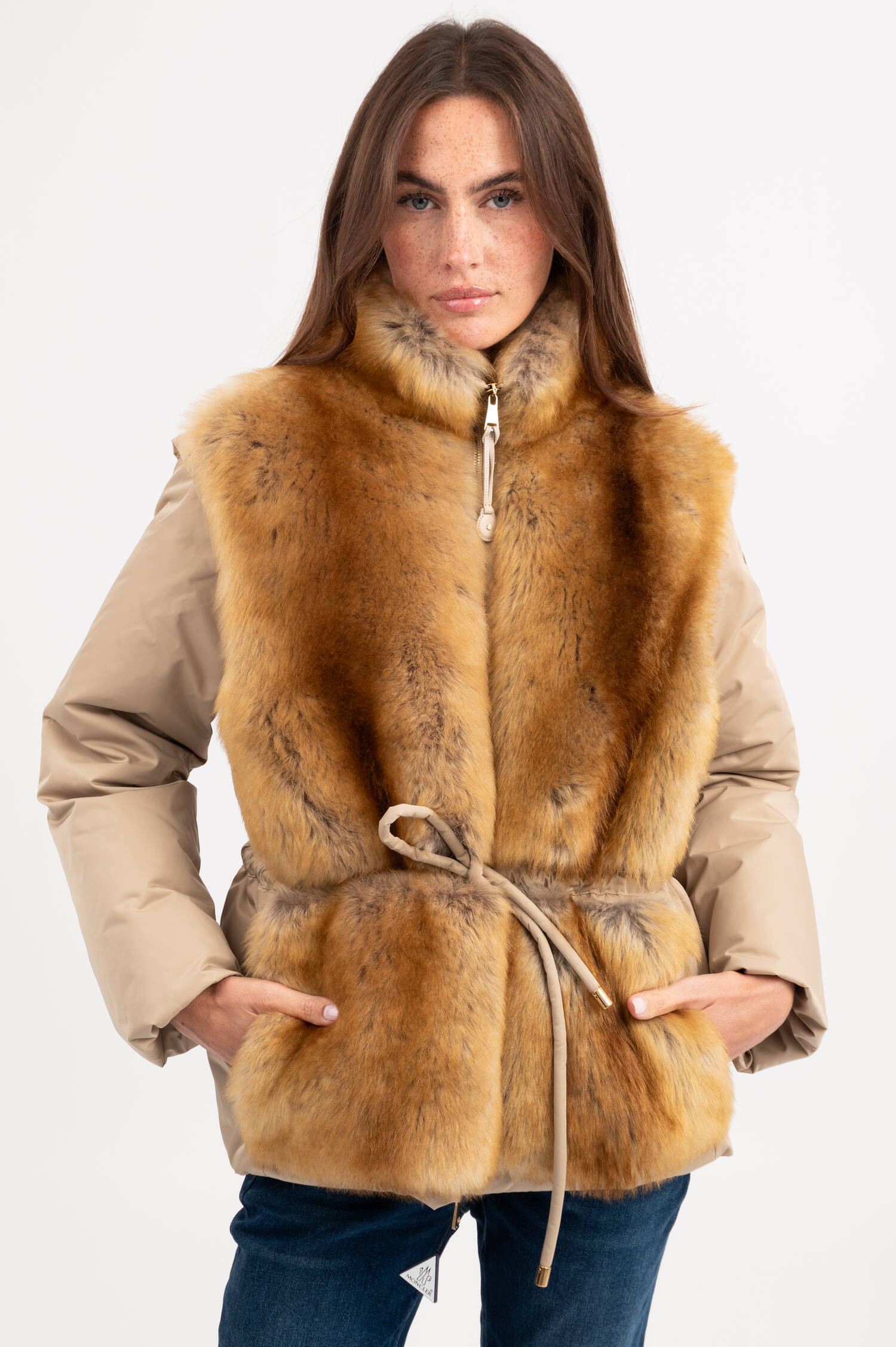 Shearling Daunenjacke BLAIREAU in Camel Shearling Daunenjacke BLAIREAU in Camel