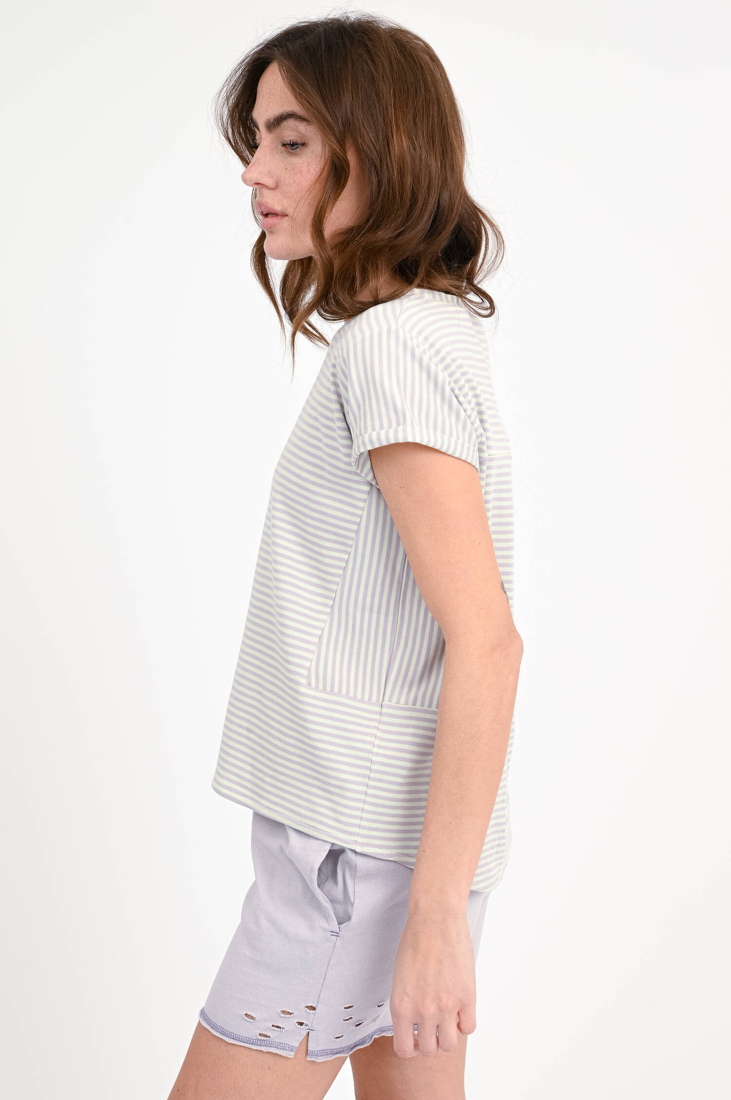 Gestreiftes-Shirt LILY in Mint/Flieder