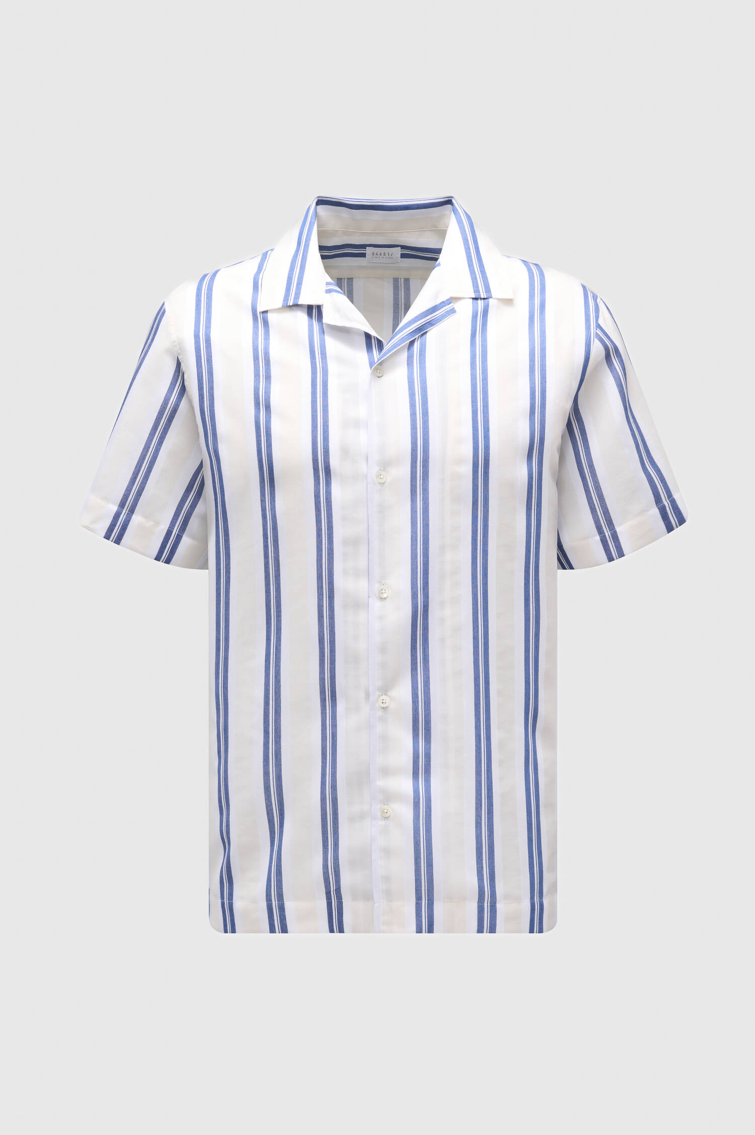Kurzarm Hemd STRIPED CUBA in Weiß/Blau