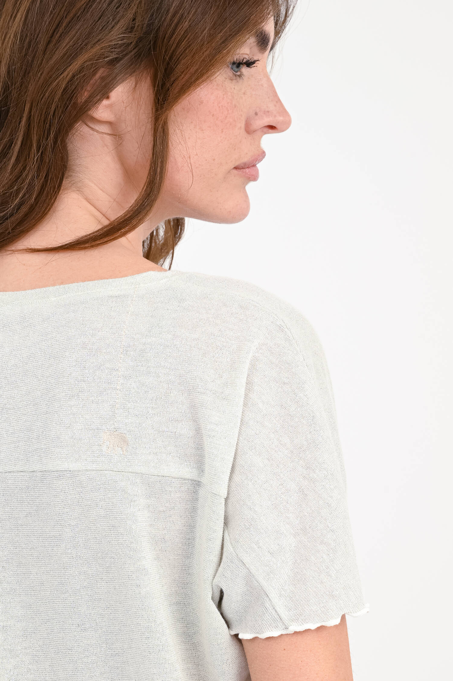 Glitzer-Shirt ADELA mit Rüschen-Saum in Silber Glitzer-Shirt ADELA mit Rüschen-Saum in Silber