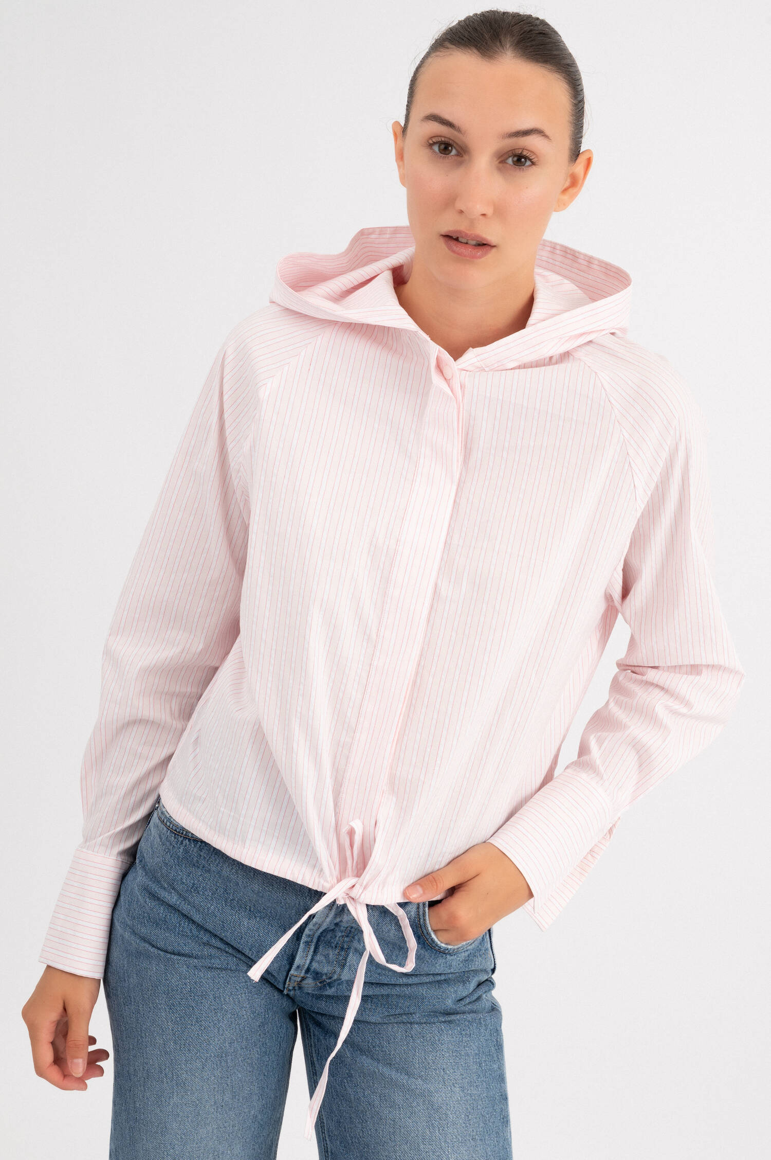 Hoodie Bluse in Rosa gestreift Hoodie Bluse in Rosa gestreift