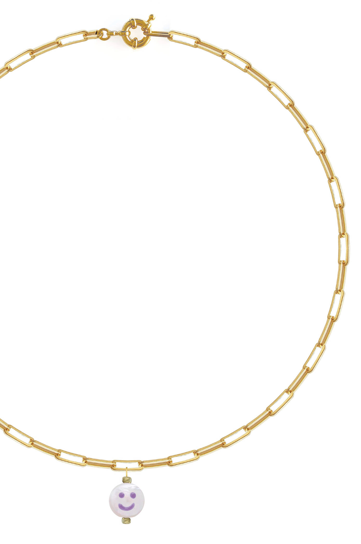HAPPY FACE CHAIN Halskette in Gold/Lila