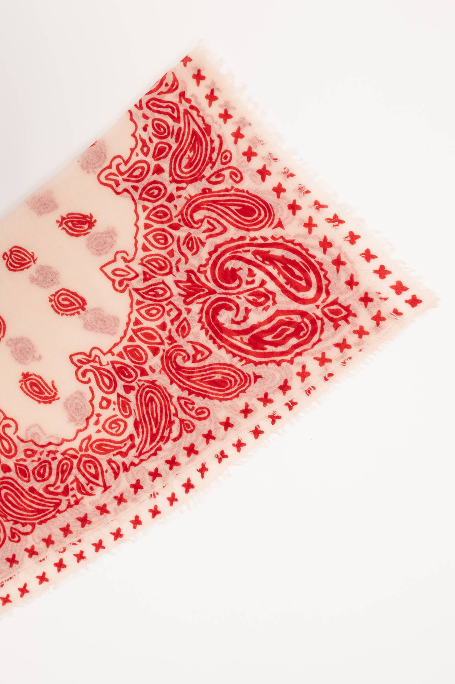 Cashmere Tuch in Creme/Rot Cashmere Tuch in Creme/Rot