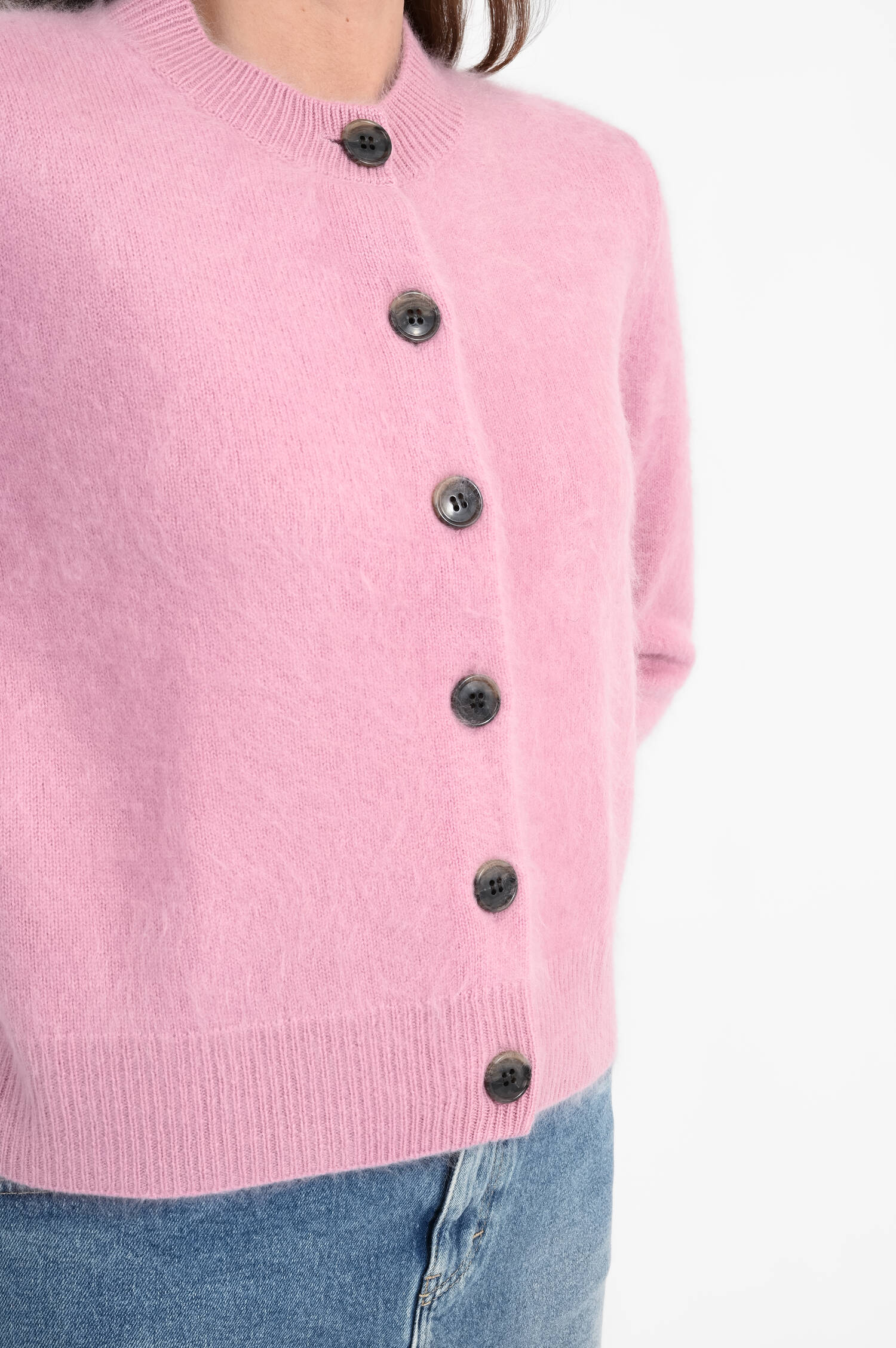 Cashmere-Cardigan mit Hairy-Optik in Rosa