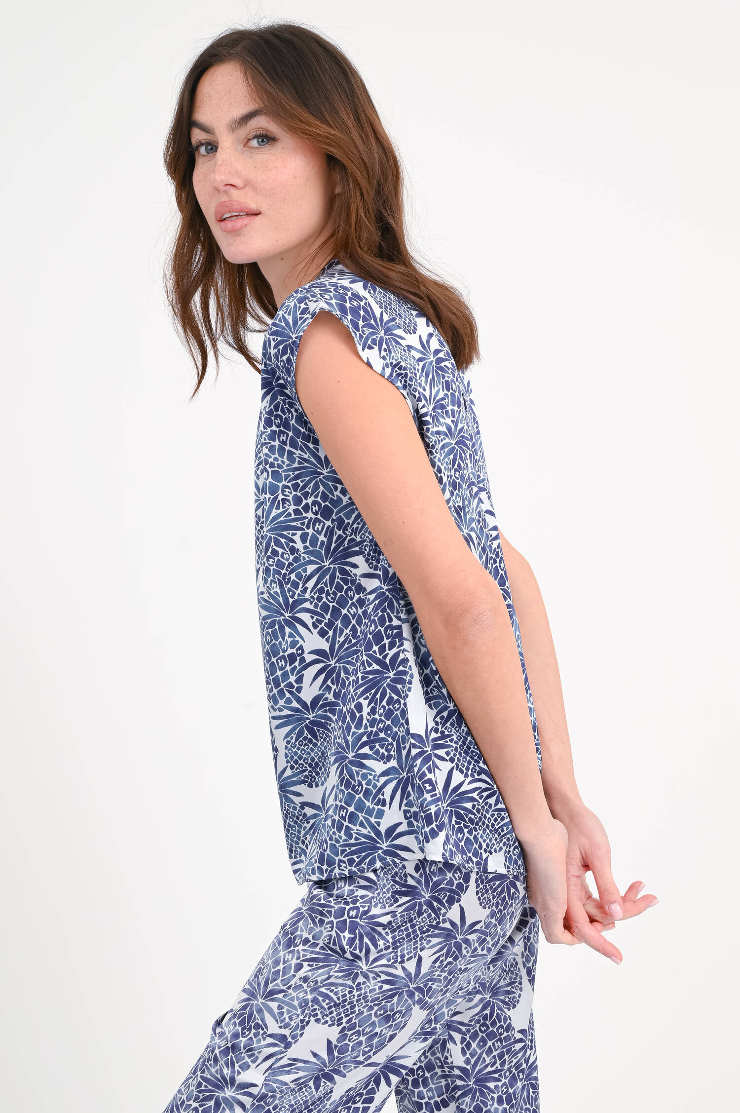 Blusenshirt FELINI in Blau/Weiß gemustert