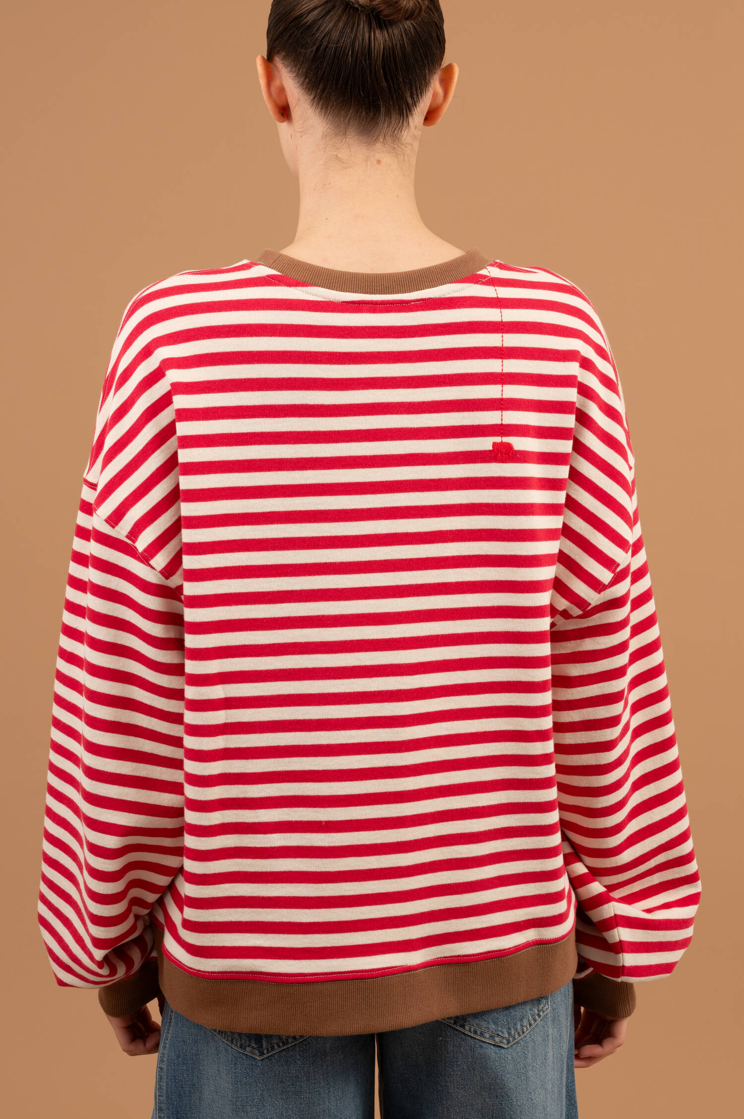 Gestreifter Sweater CHESAPEAKE in Geranium/Beige 