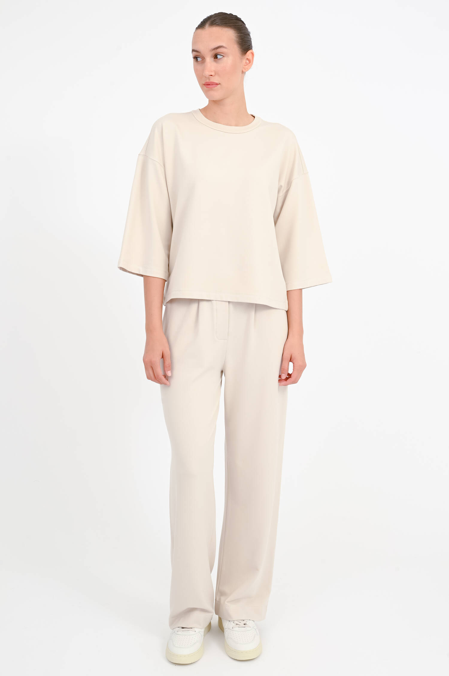 T-Shirt mit 3/4 Ärmel in Creme