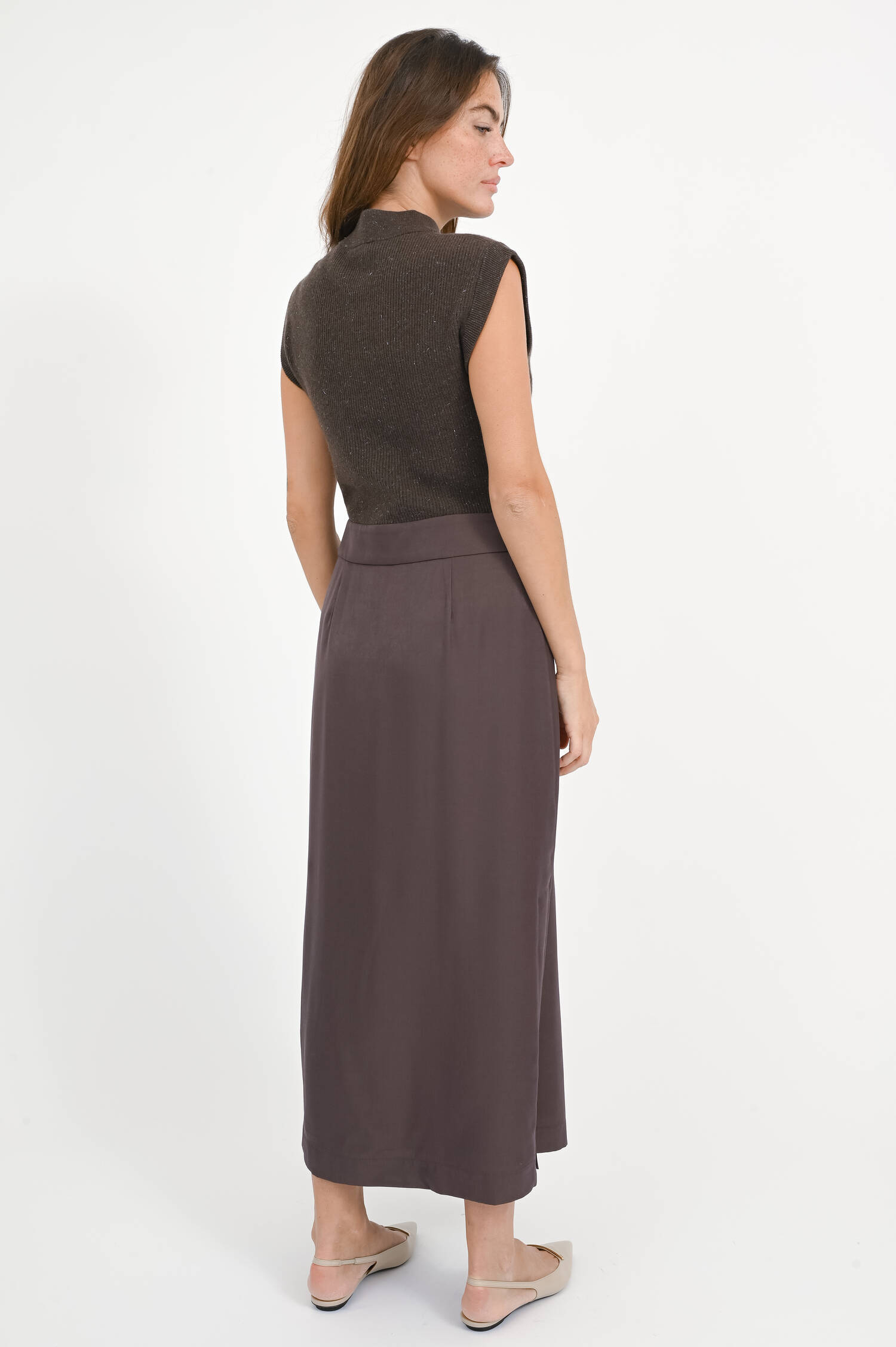 Woll-Seiden-Mix Kleid in Ebony Brown Woll-Seiden-Mix Kleid in Ebony Brown