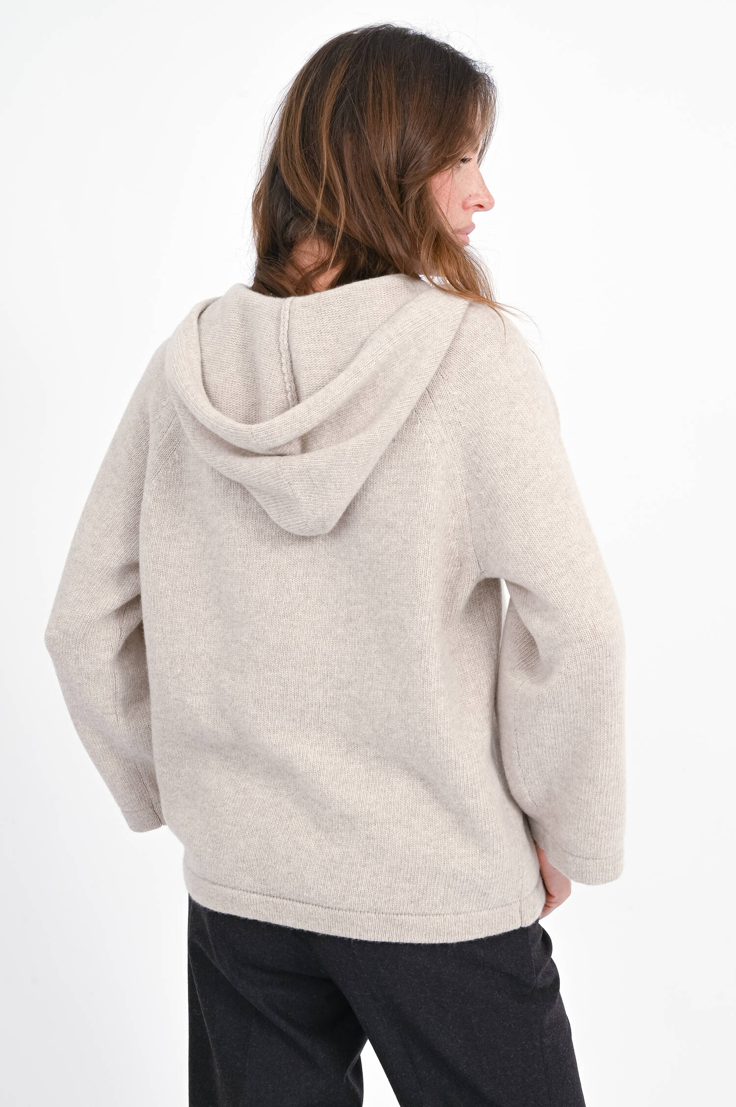 Wollpullover GHIANDA mit Kapuze in Sand Melange 
