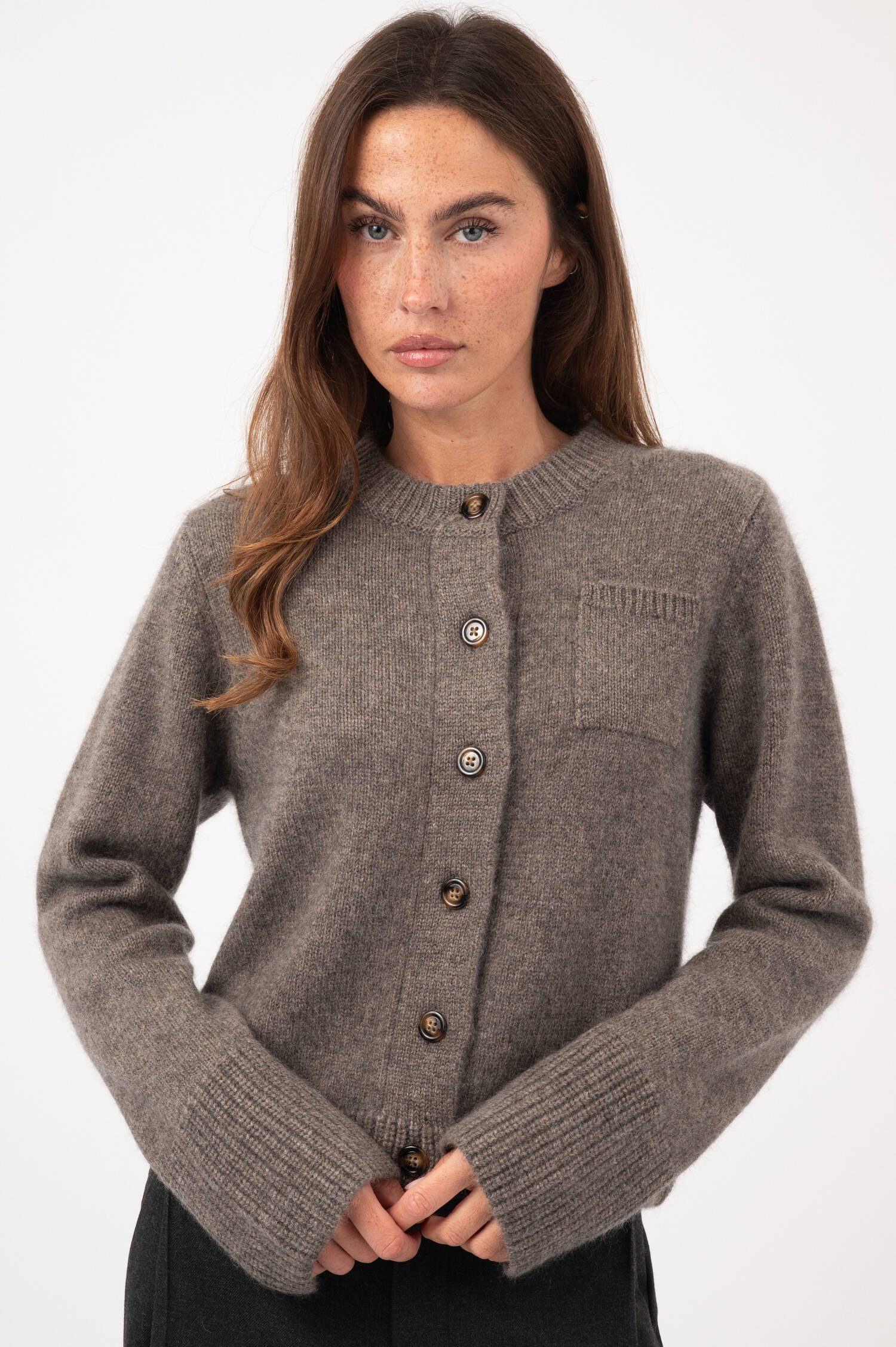 Woll-Cashmere-Cardigan LILLY in Graubraun Woll-Cashmere-Cardigan LILLY in Graubraun