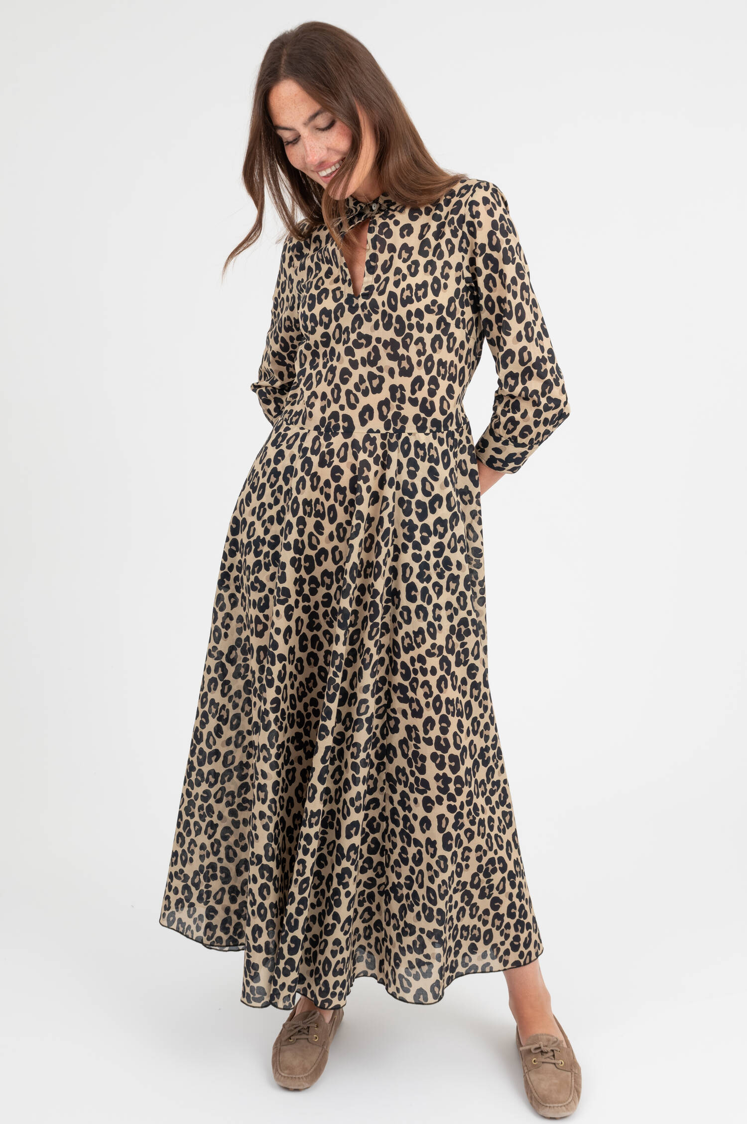 Baumwolle Kleid in Leo-Muster