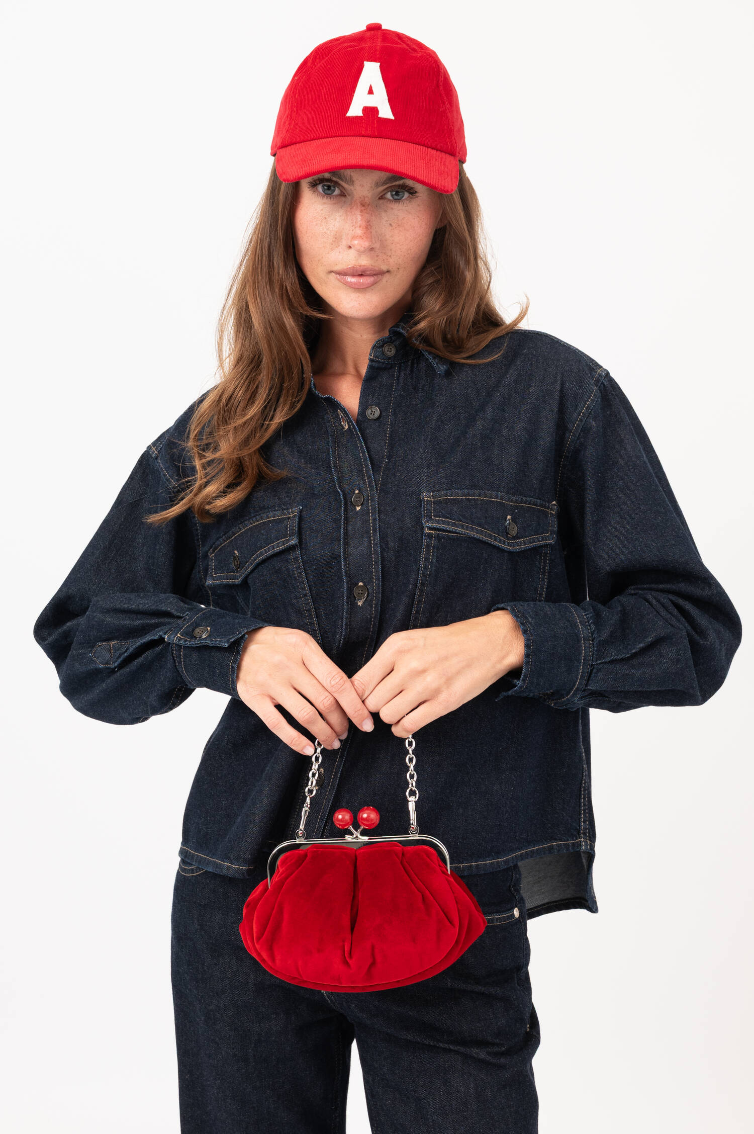Samt-Clutchtasche GIOCHI in Rot