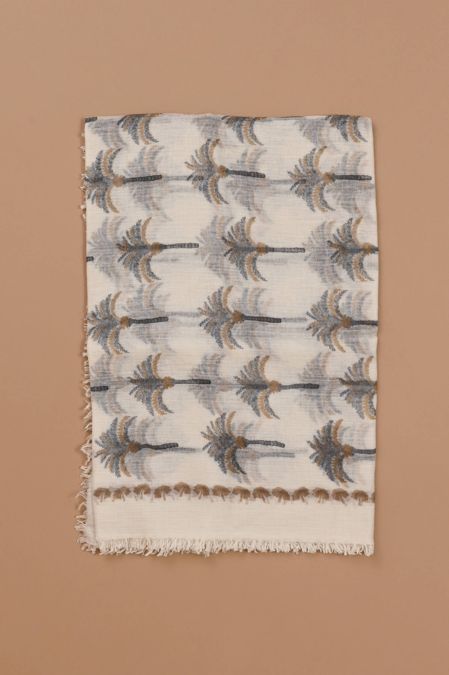 Wollschal OPALME in Beige/Braun gemustert