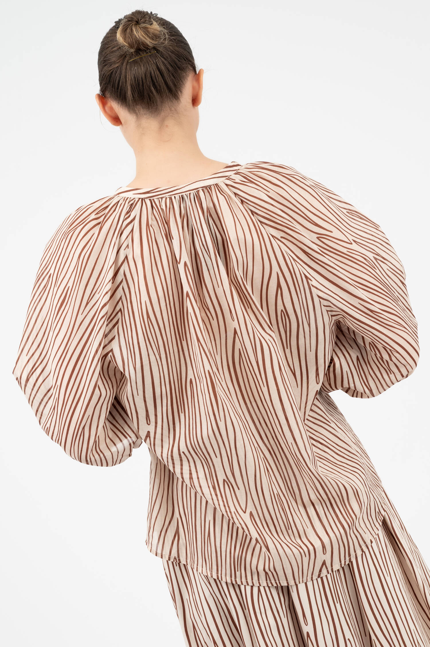 Gemusterte Bluse in Beige/Braun