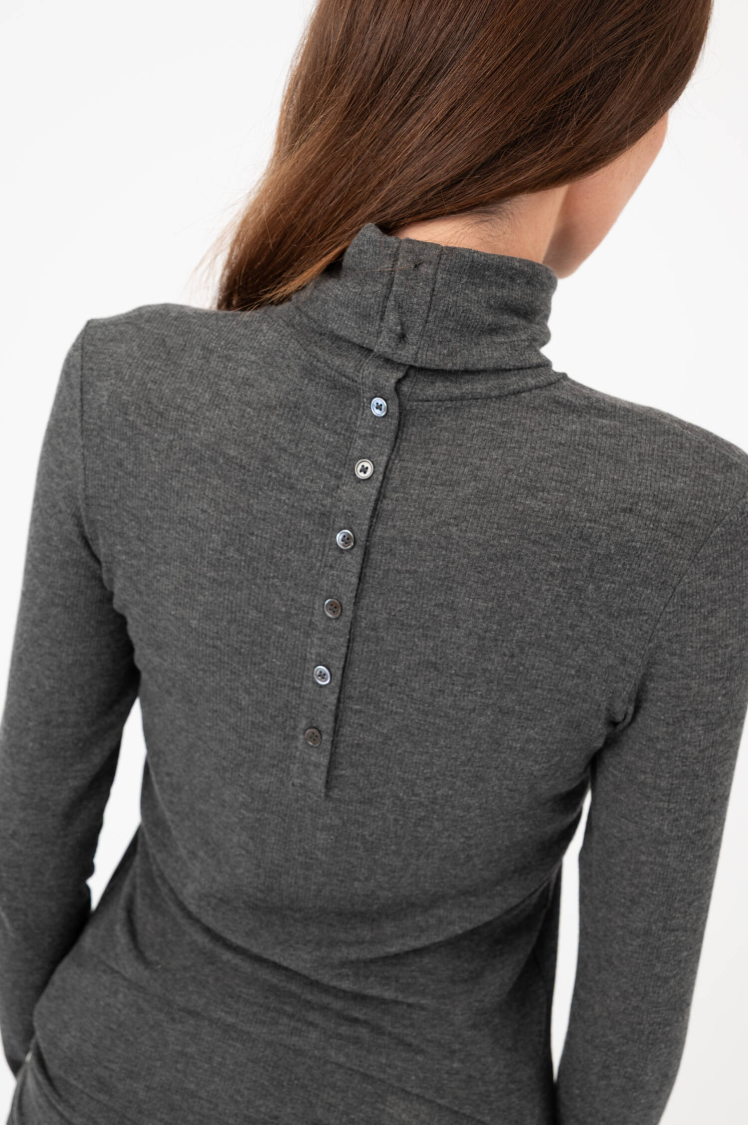 Langarm-Rollkragen-Shirt in Grau meliert Langarm-Rollkragen-Shirt in Grau meliert