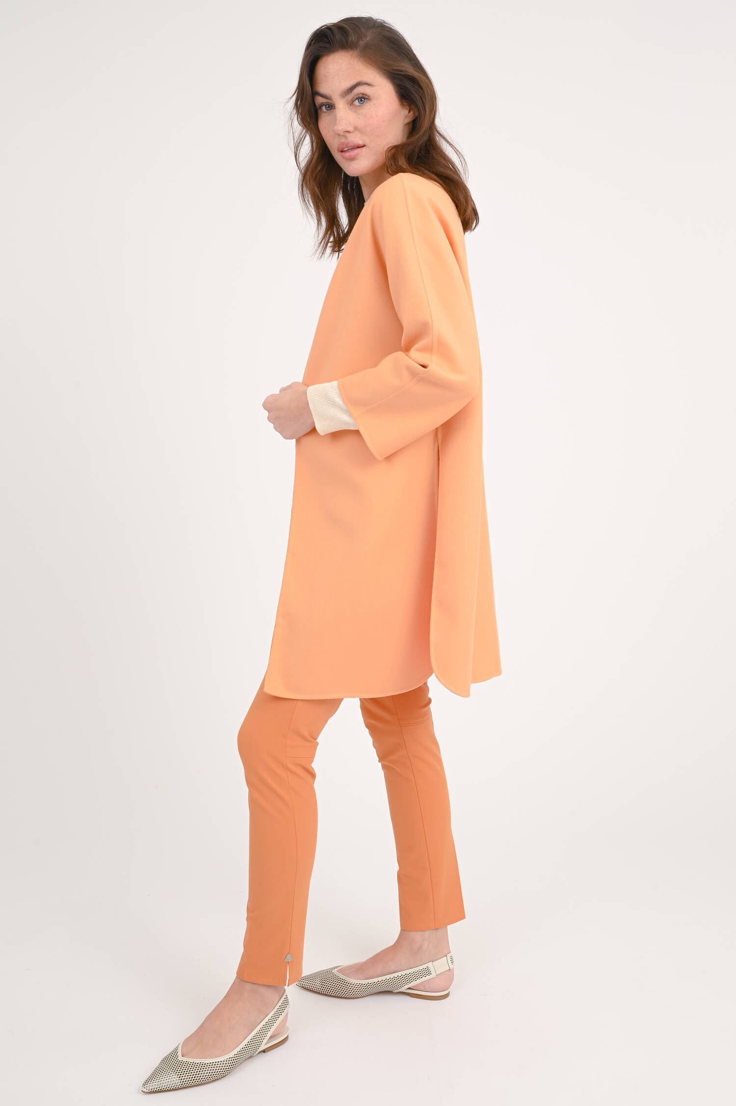 Wendemantel aus Wolle in Orange Bloom