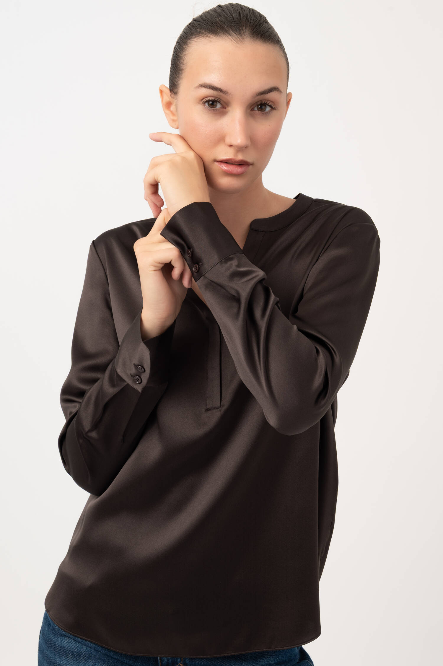 Seiden-Bluse in Braun Seiden-Bluse in Braun