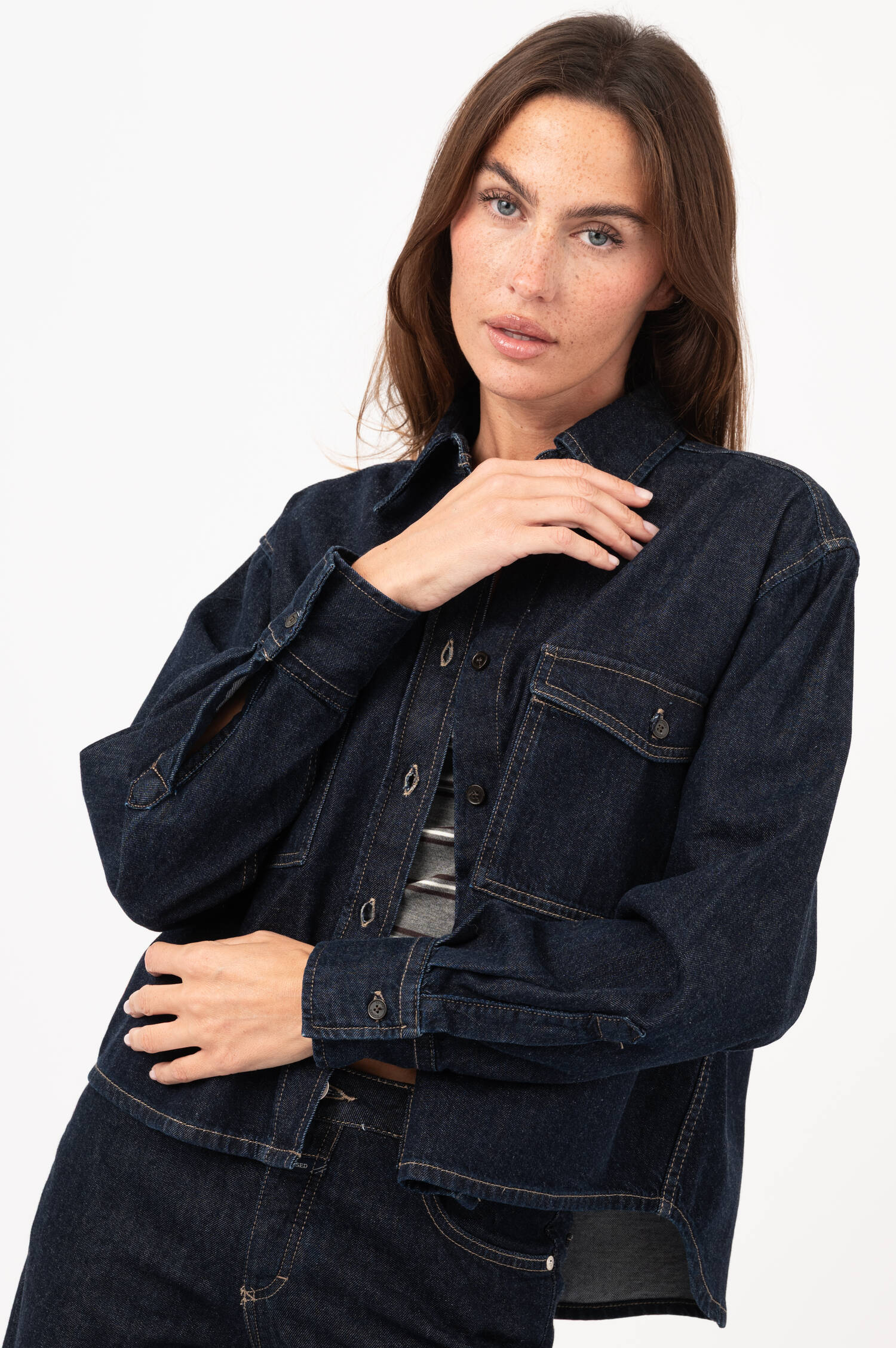 Boxy-Denim-Jacke in Dunkelblau