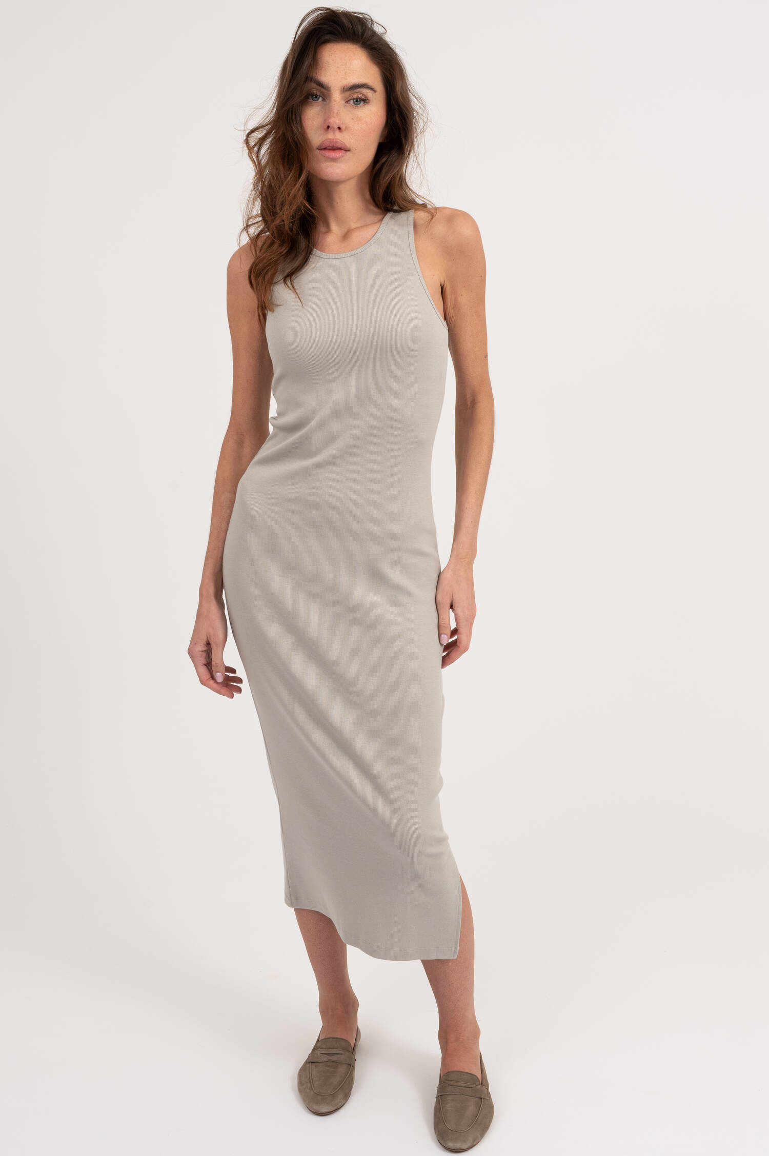 Ripp-Kleid LUISAH in Hellgrau