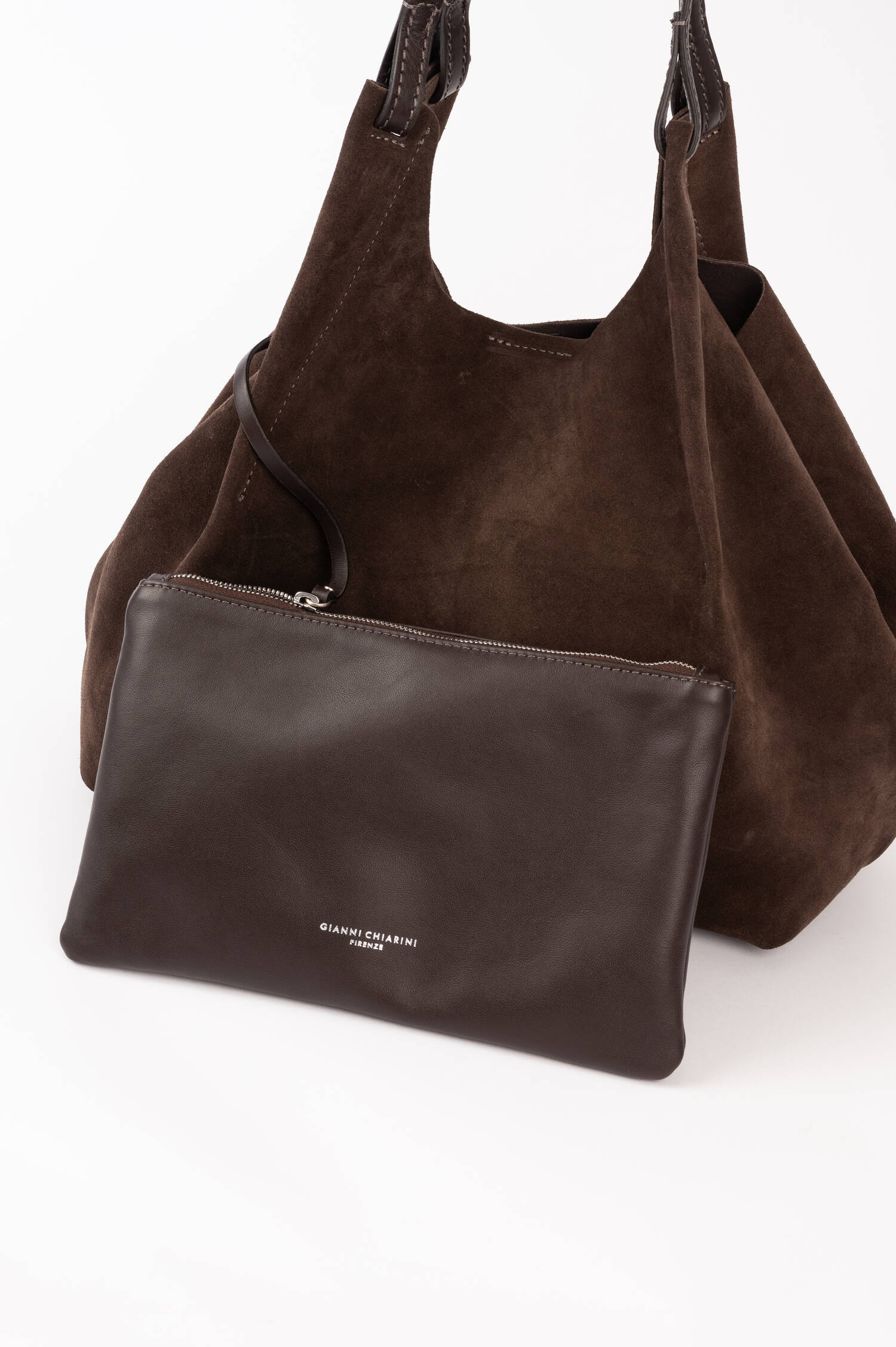 Veloursleder Tasche DUA in Mokka