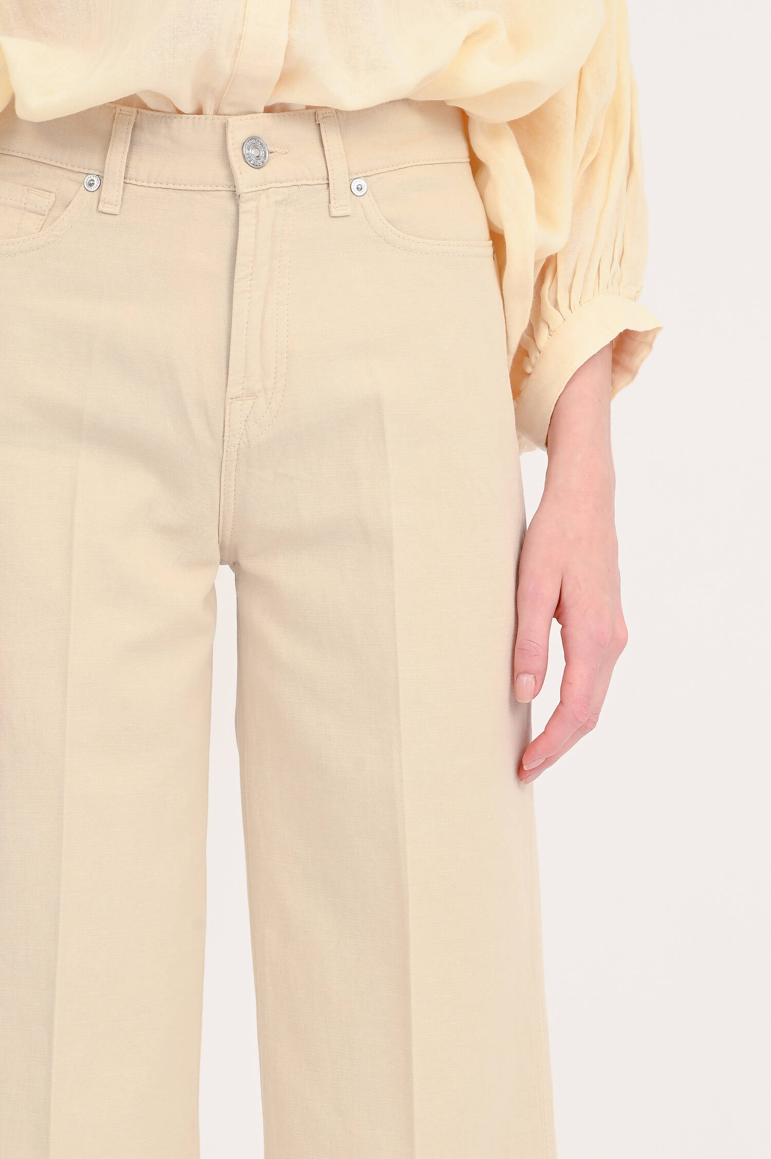 Jeans LOTTA aus Baumwoll-Leinen-Mix in Beige