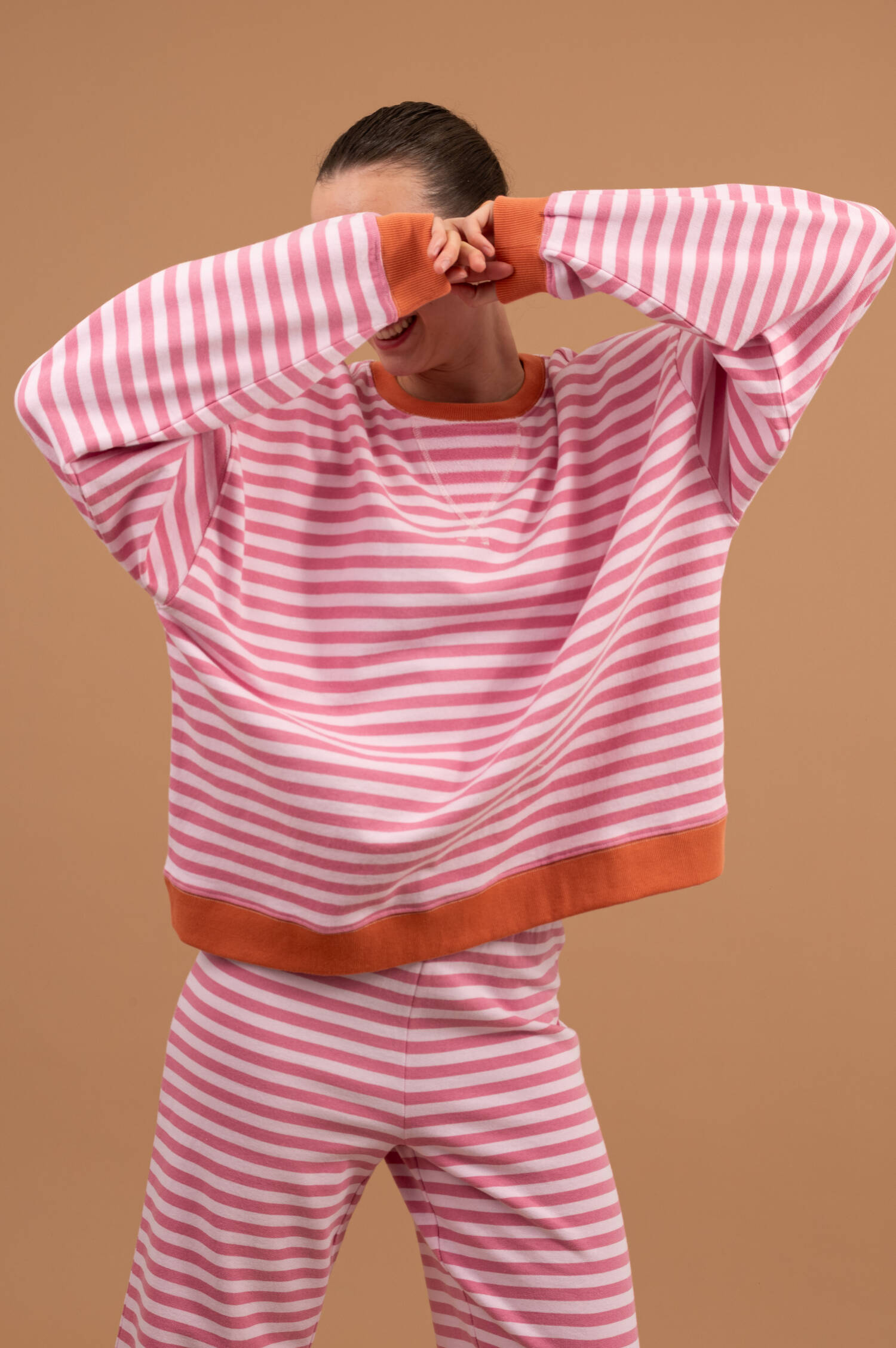 Gestreifter Sweater CHESAPEAKE in Rosa/Hibiskus