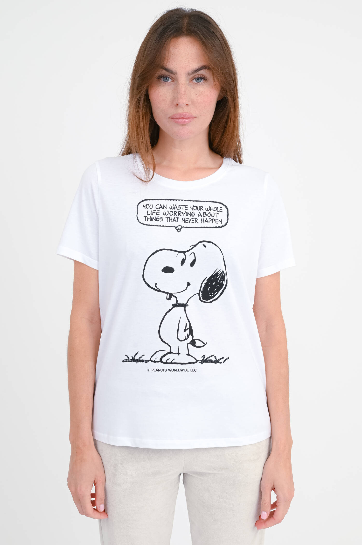 T-Shirt mit Snoopy-Print in Weiß