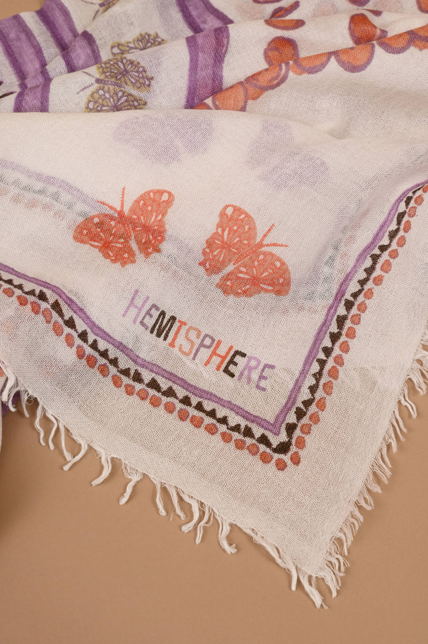 Tuch OROUND in Flieder/Ecru